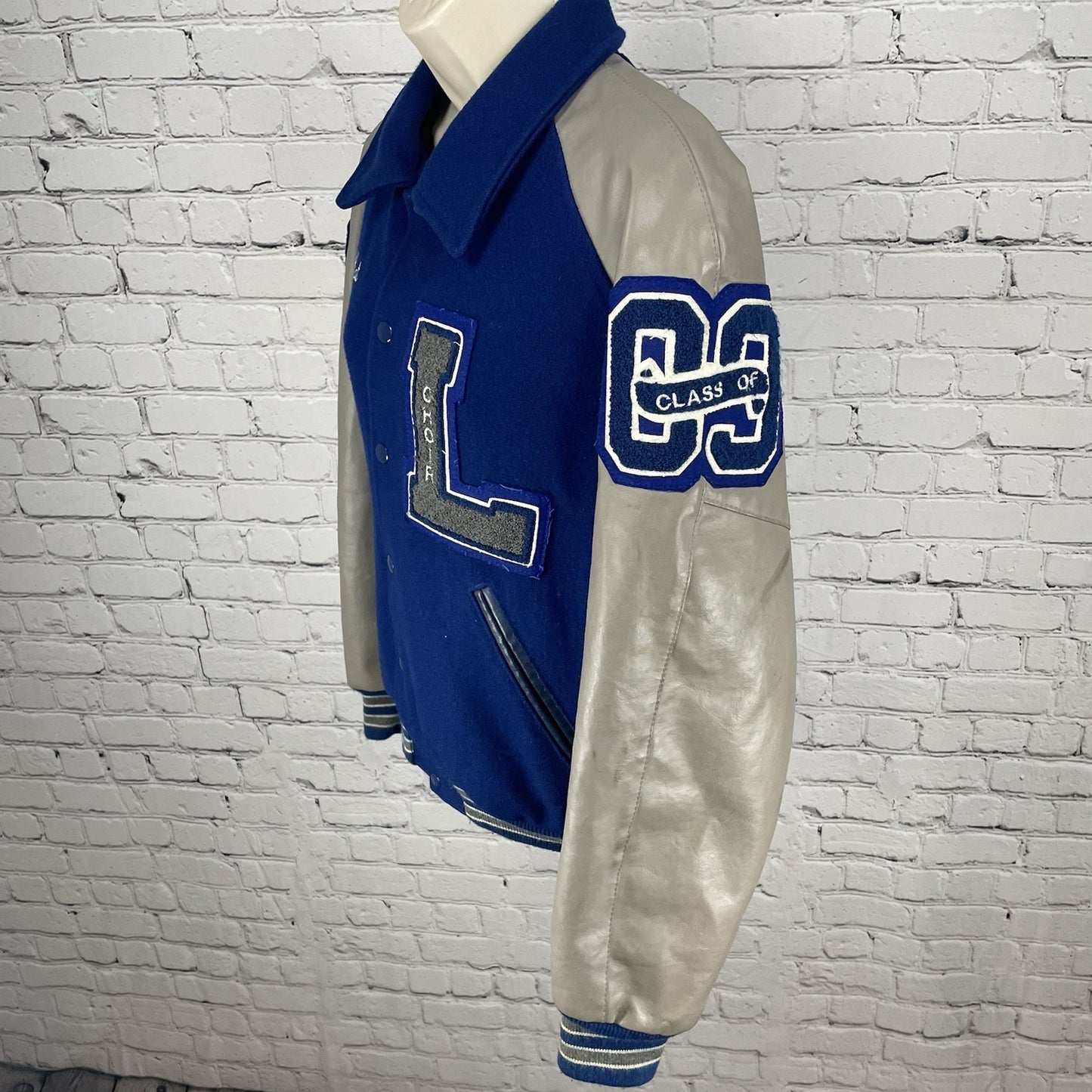 Tejas Manufacturing Blue Wool Varsity Letterman Jacket USA Timberlake Medium M