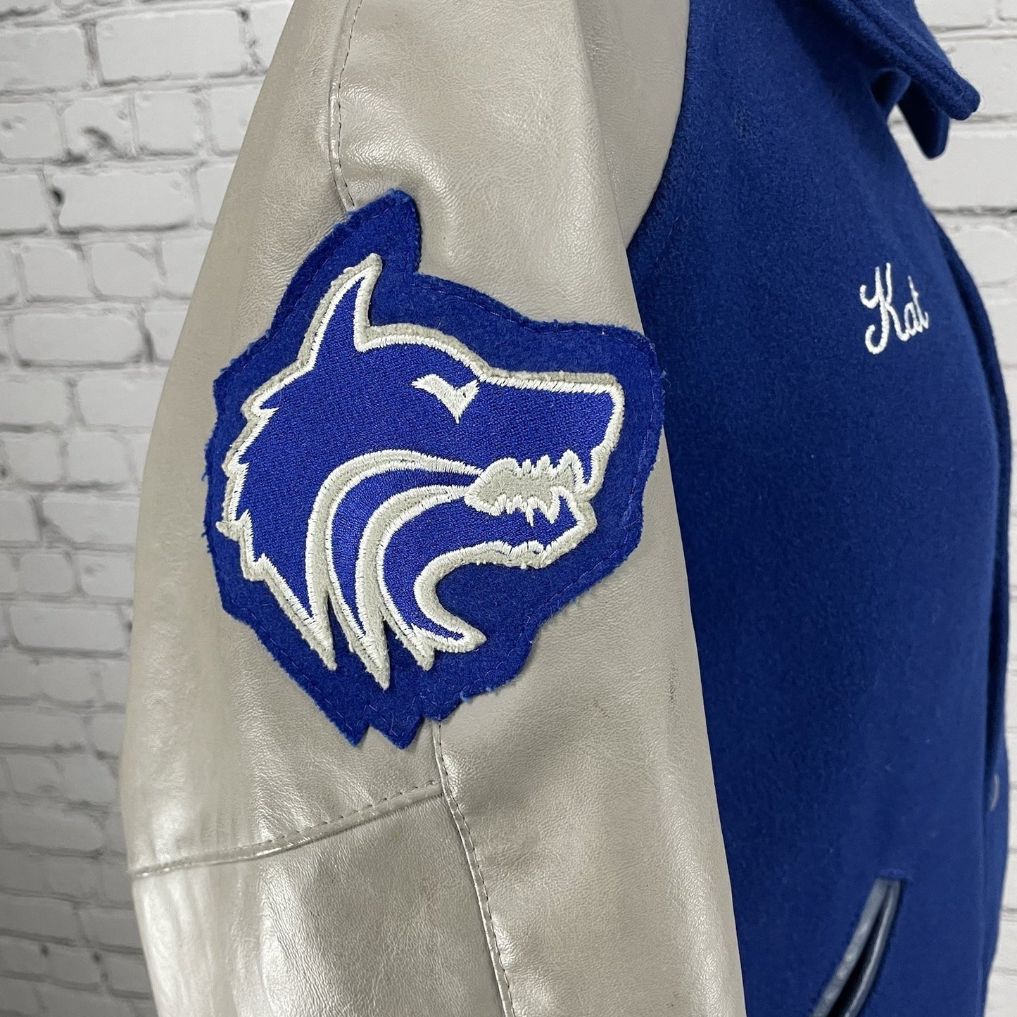 Tejas Manufacturing Blue Wool Varsity Letterman Jacket USA Timberlake Medium M