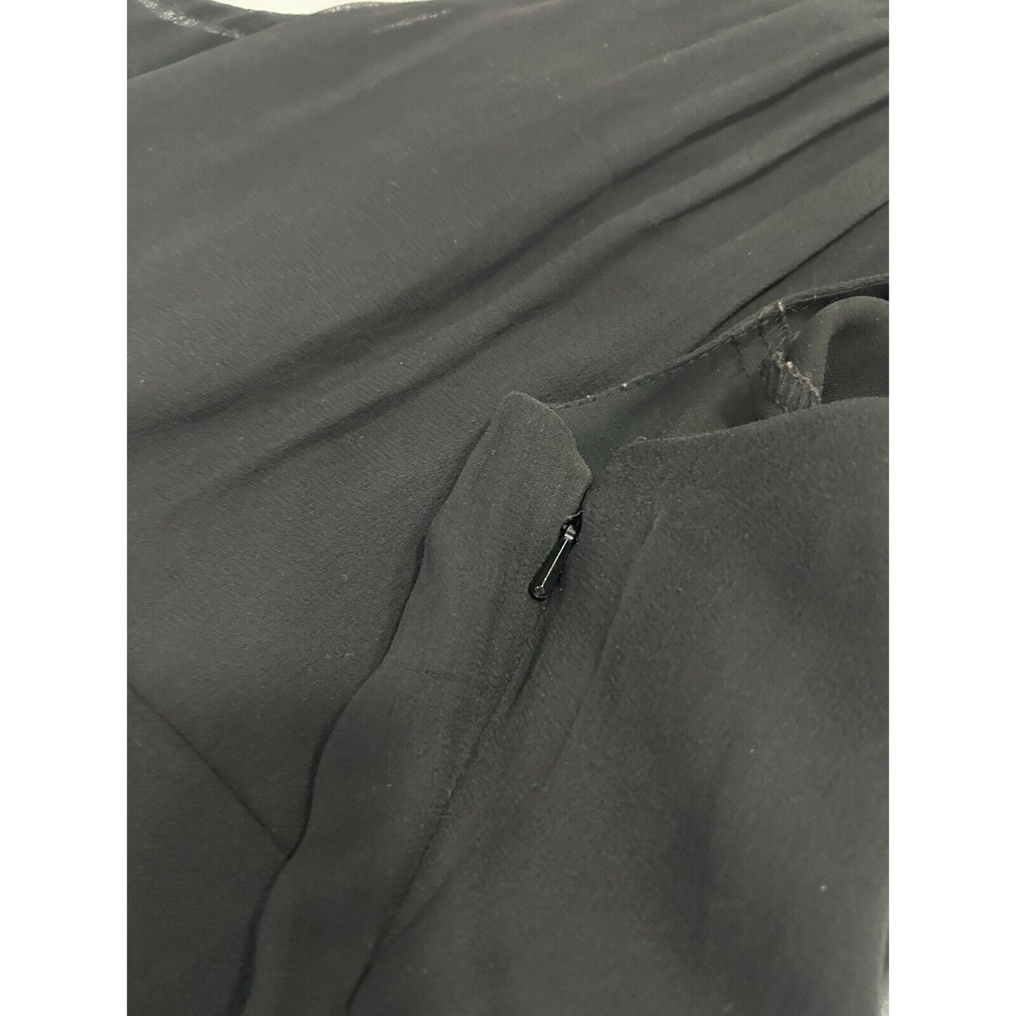 Ellen Tracy Black 100% Silk High Neck Side Zip Layered Dress Size Small S