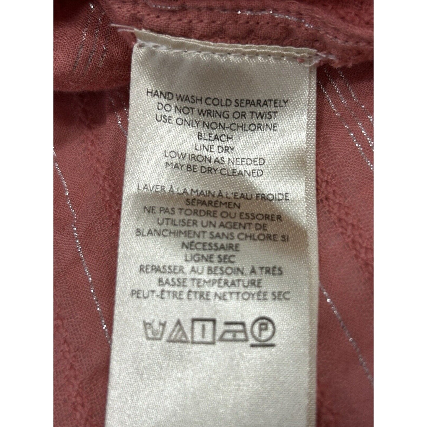 Anthropologie Pilcro Tavi Pink Metallic Button Up Long Sleeve Blouse Size Large