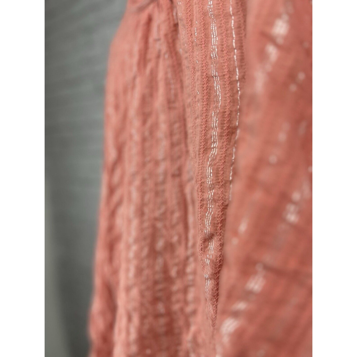 Anthropologie Pilcro Tavi Pink Metallic Button Up Long Sleeve Blouse Size Large