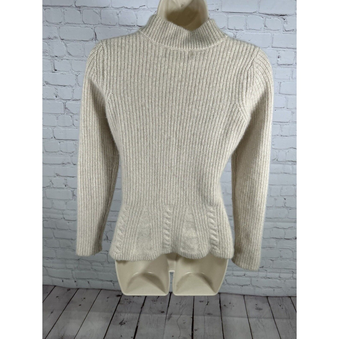 Design History Pure Cashmere Beige Mock Neck Pullover Knit Sweater Women’s XS