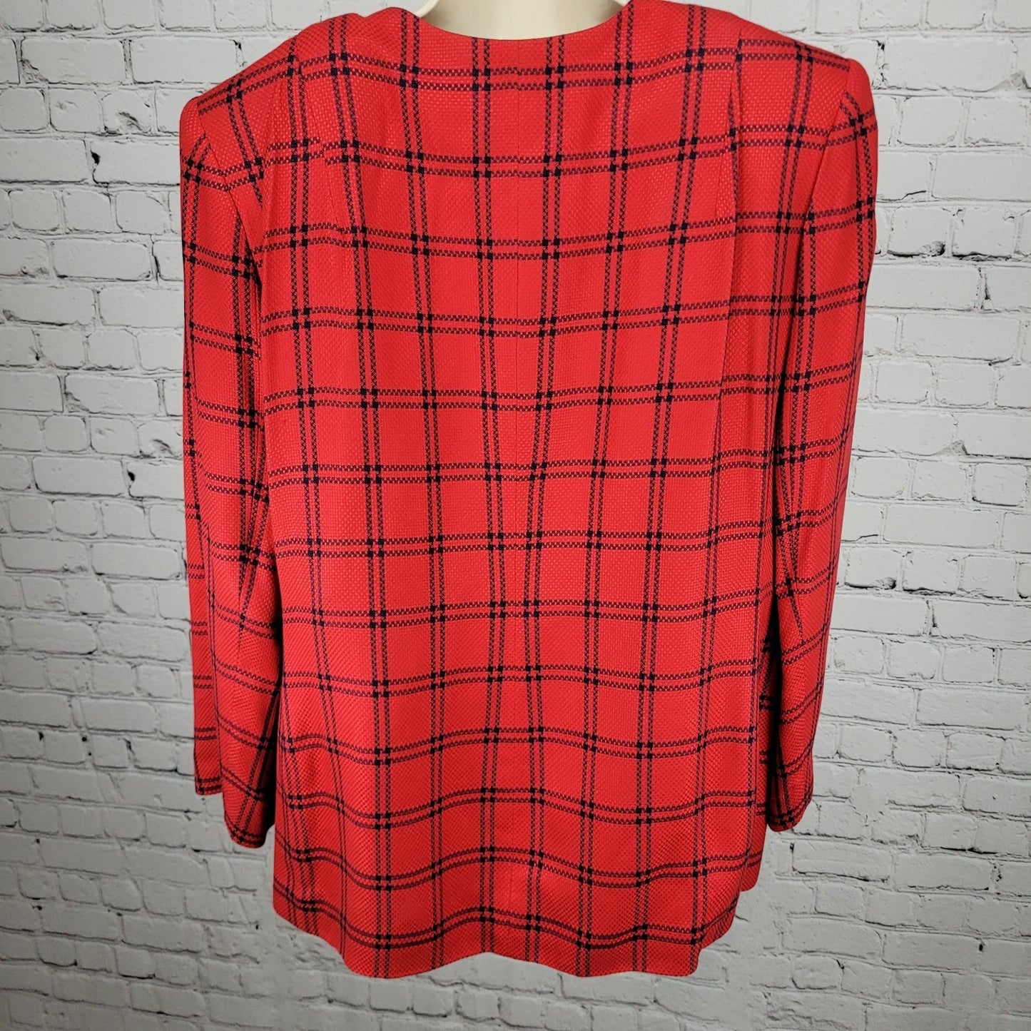 VTG Amanda Smith II Red Blue Check Buttoned Suit Jacket USA Made Size 20W