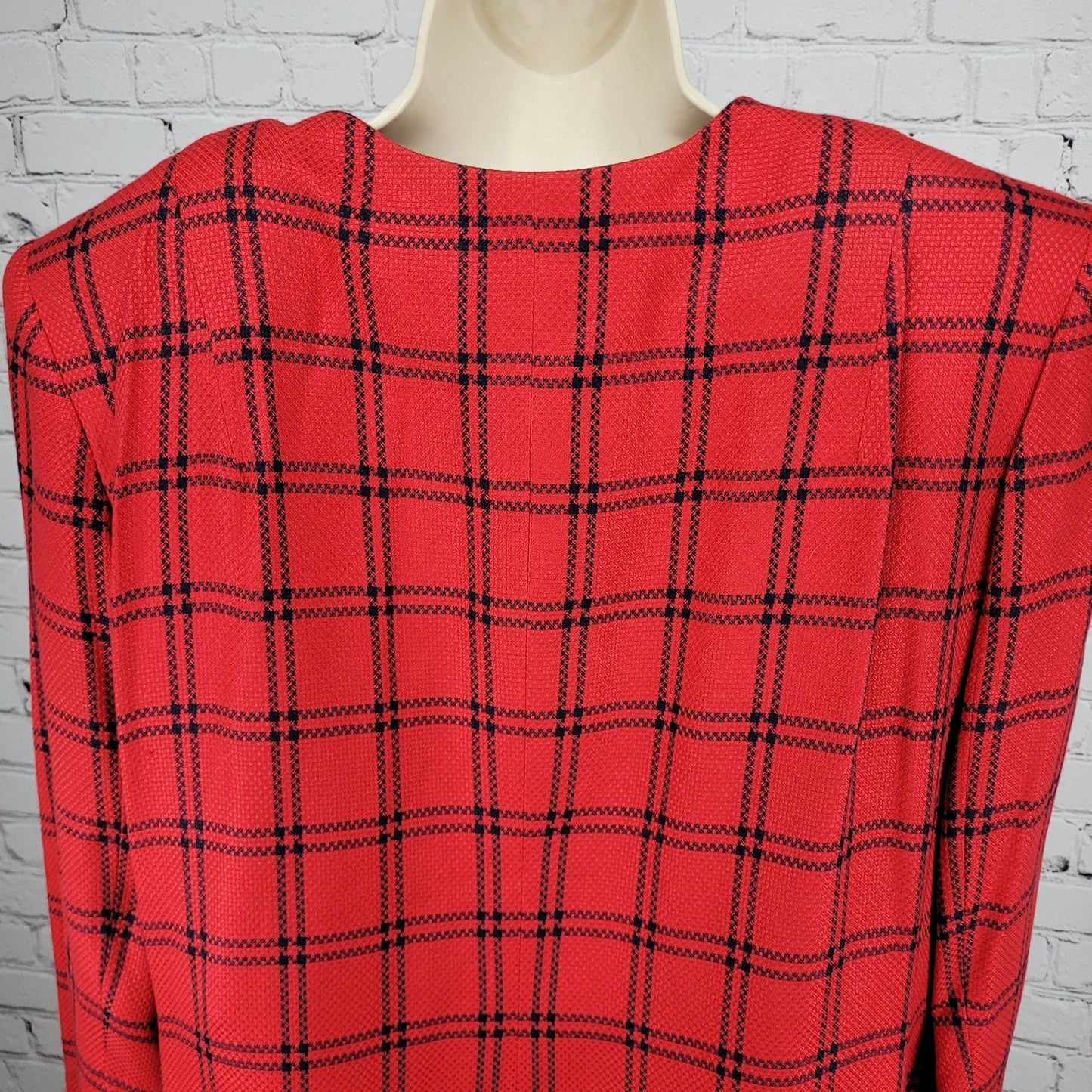 VTG Amanda Smith II Red Blue Check Buttoned Suit Jacket USA Made Size 20W