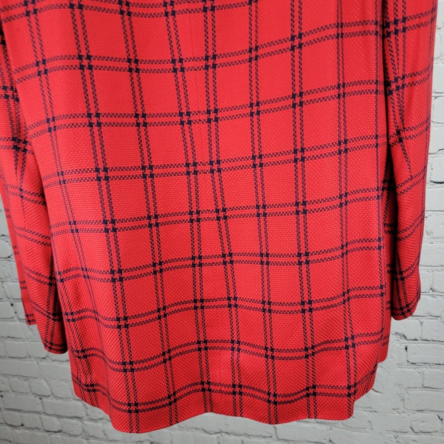 VTG Amanda Smith II Red Blue Check Buttoned Suit Jacket USA Made Size 20W