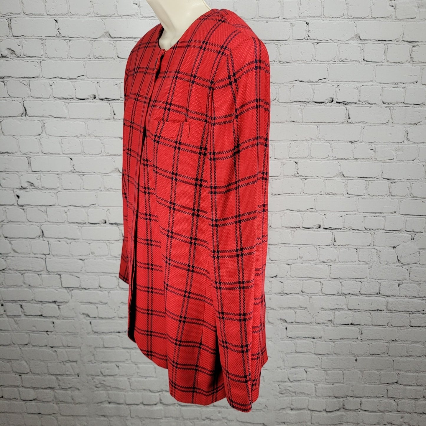 VTG Amanda Smith II Red Blue Check Buttoned Suit Jacket USA Made Size 20W