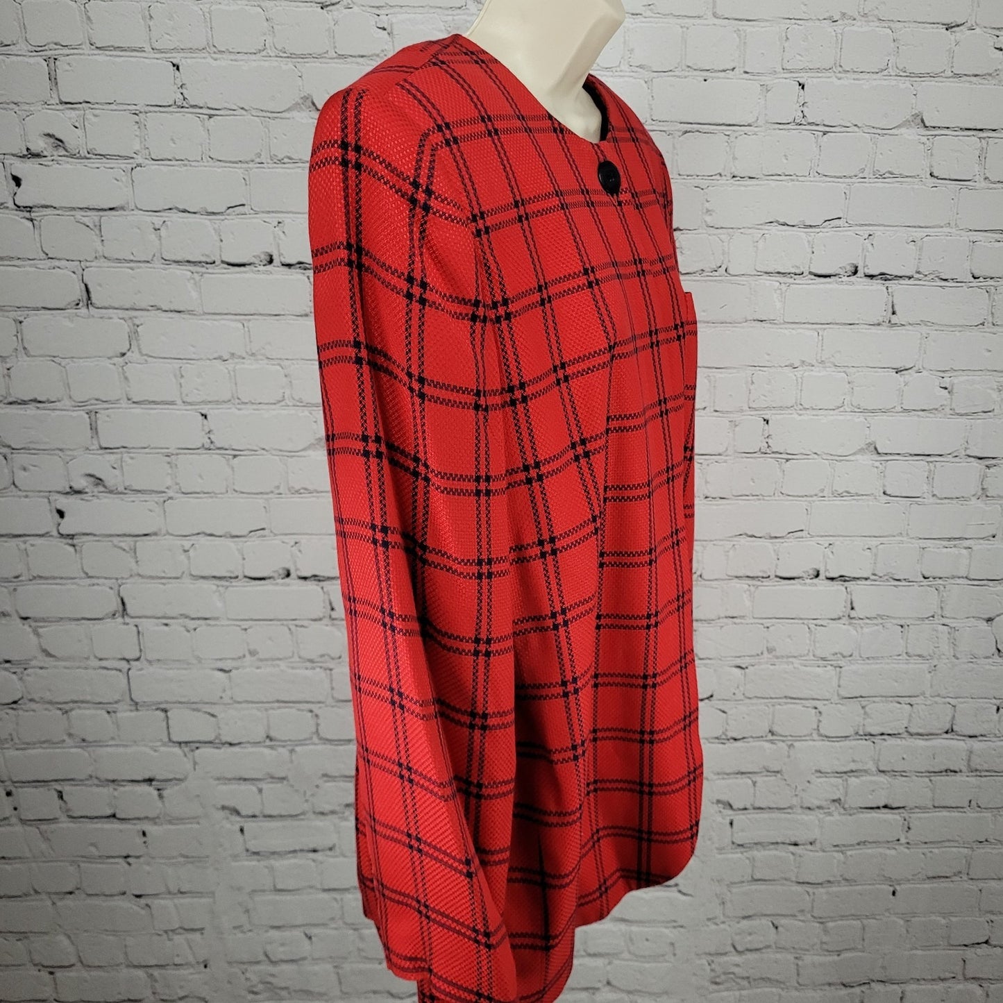 VTG Amanda Smith II Red Blue Check Buttoned Suit Jacket USA Made Size 20W