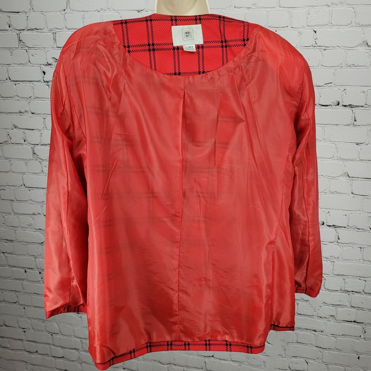 VTG Amanda Smith II Red Blue Check Buttoned Suit Jacket USA Made Size 20W