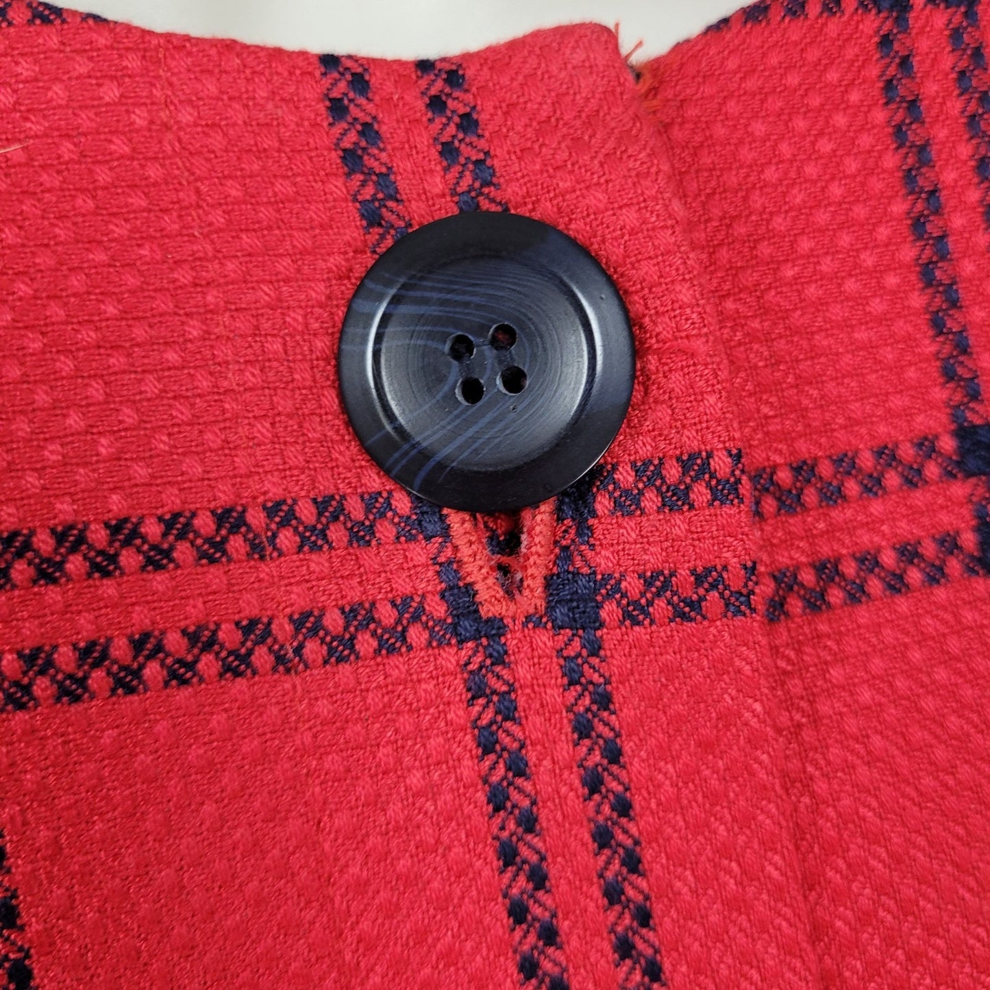 VTG Amanda Smith II Red Blue Check Buttoned Suit Jacket USA Made Size 20W