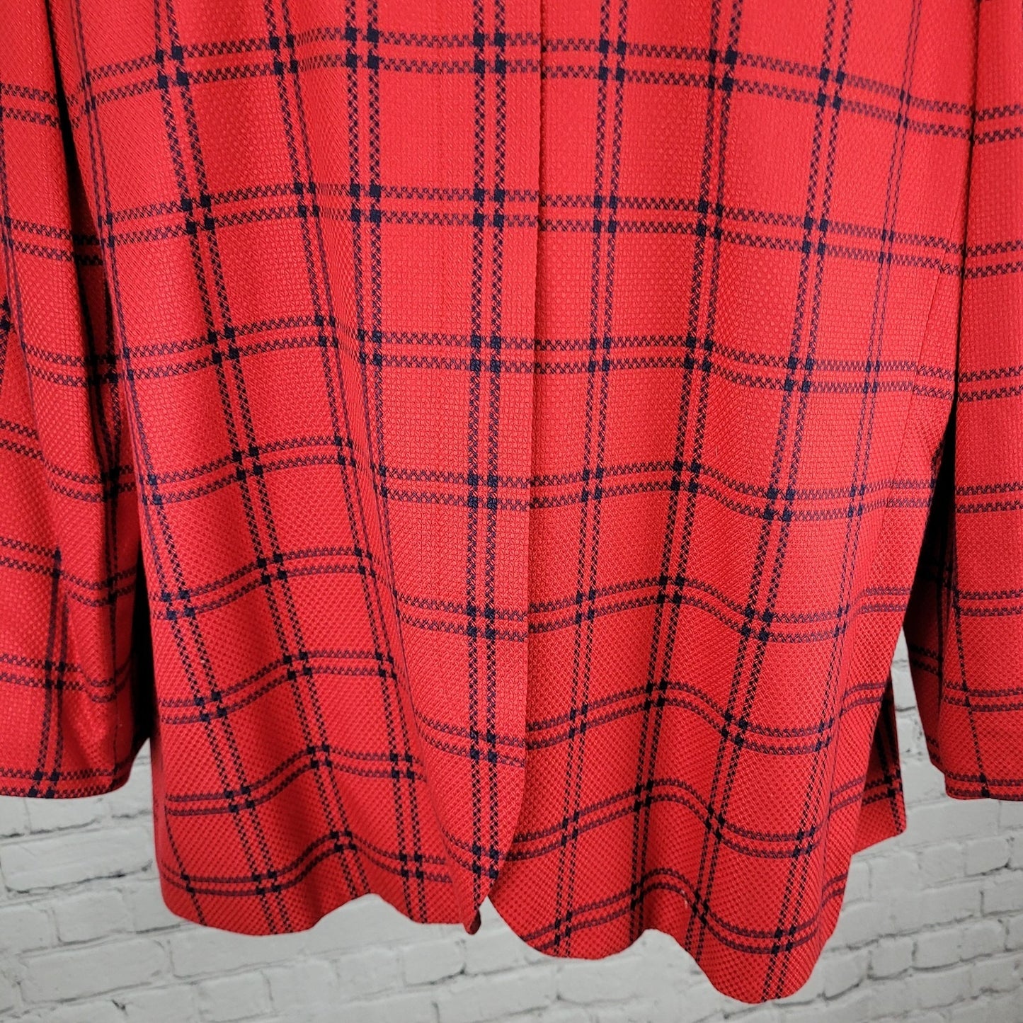 VTG Amanda Smith II Red Blue Check Buttoned Suit Jacket USA Made Size 20W