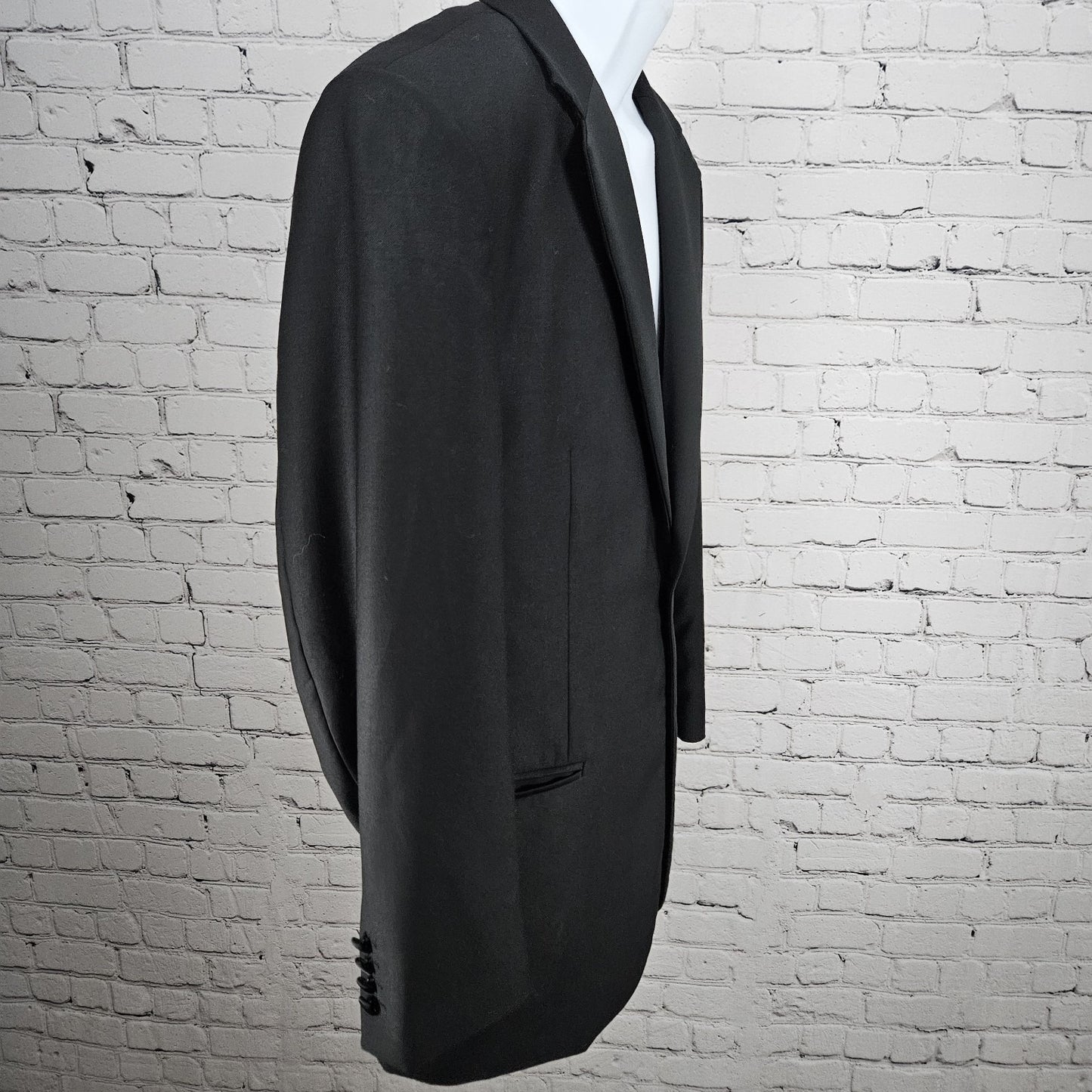 Principe Black 100% Wool 1 Button Ventless Notch Tuxedo Blazer Jacket Italy 40R