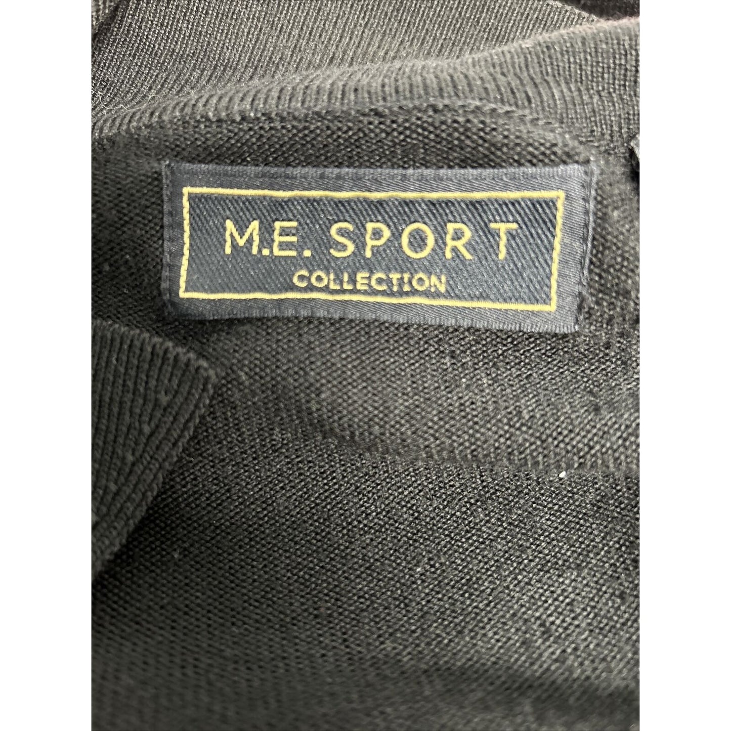 M.E. Sport Collection Black Pullover 1/4 Zip Sweater Leather Accent Shoulders XL