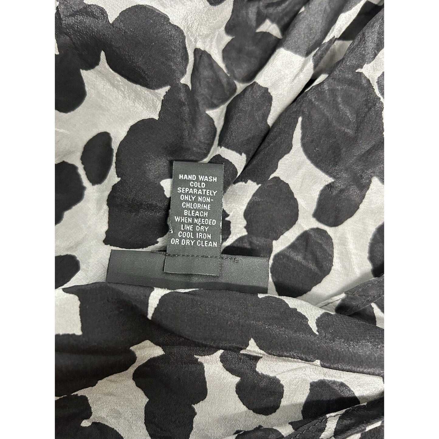 INC International Concepts 100% Silk Black Gray Peplum Blouse 6