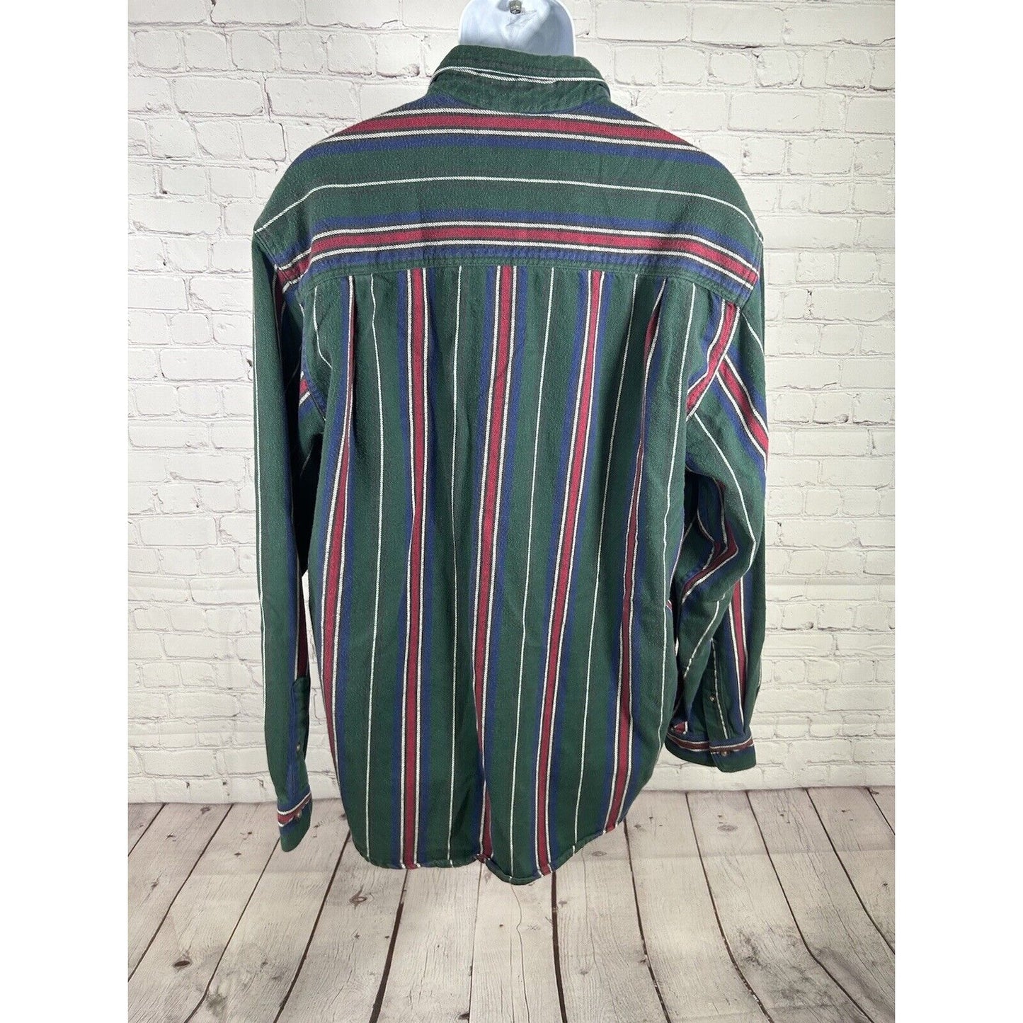 VTG Eddie Bauer Long Sleeve Button Up Green Blue Red White McKinley Flannel XLT