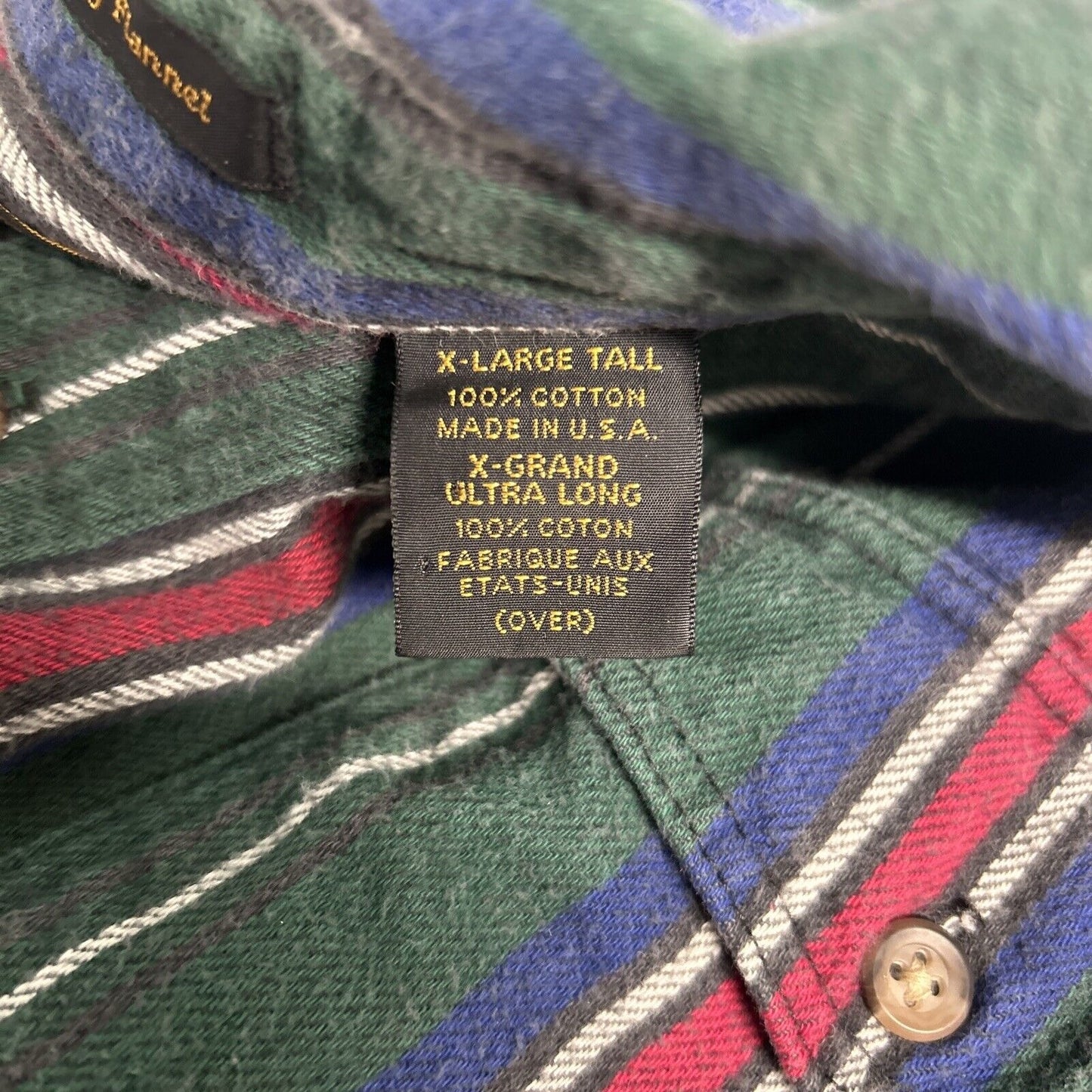 VTG Eddie Bauer Long Sleeve Button Up Green Blue Red White McKinley Flannel XLT