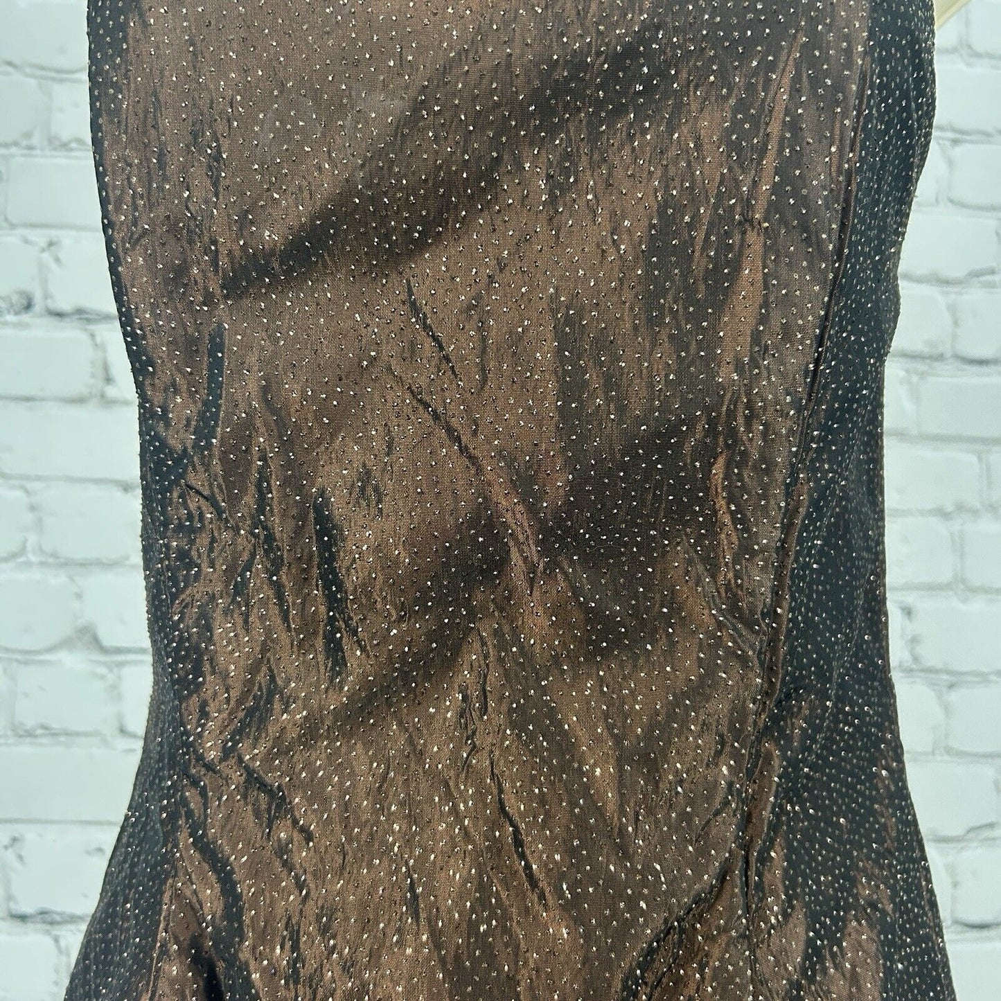 Scott Mcclintock Brown Amber Sparkled Strapless Bubble Hem Gown Dress USA Size 4
