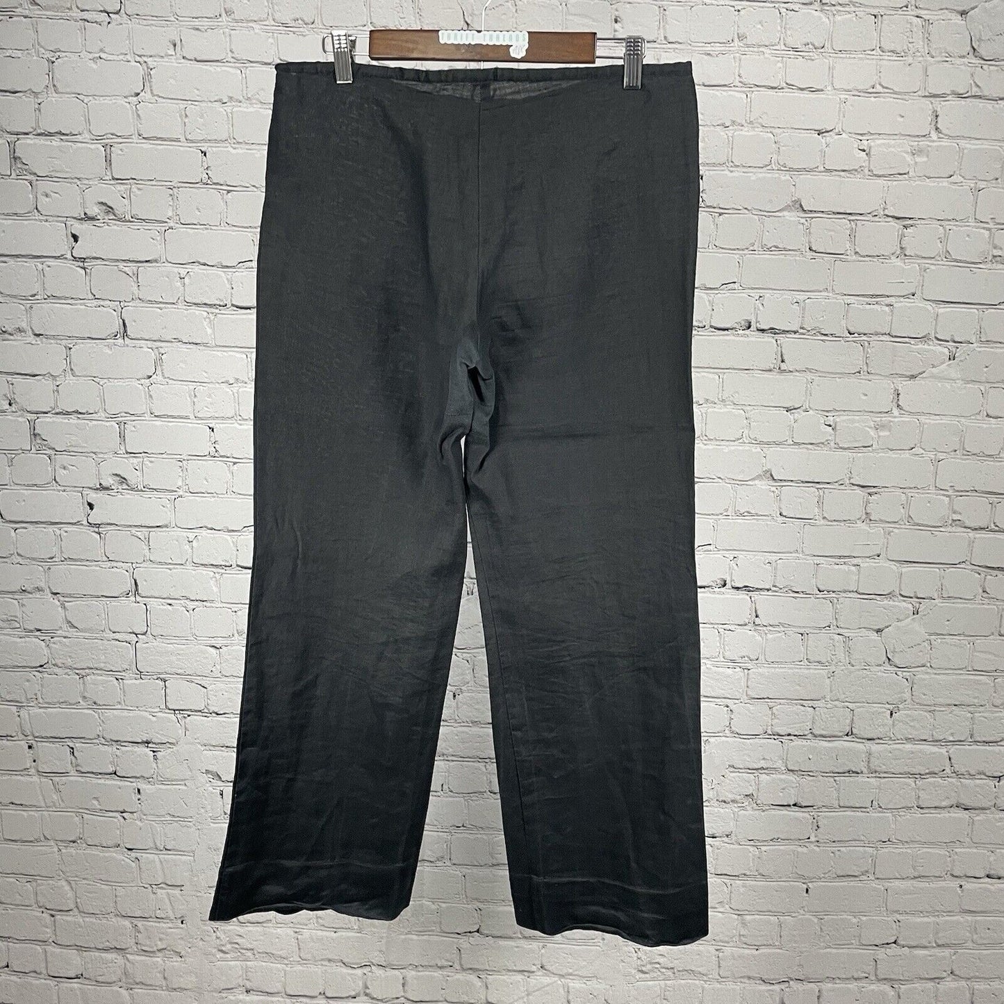 VTG Zara Basic Black Ramie Lightweight Semi Sheer Wide Leg Pants Size US Small S
