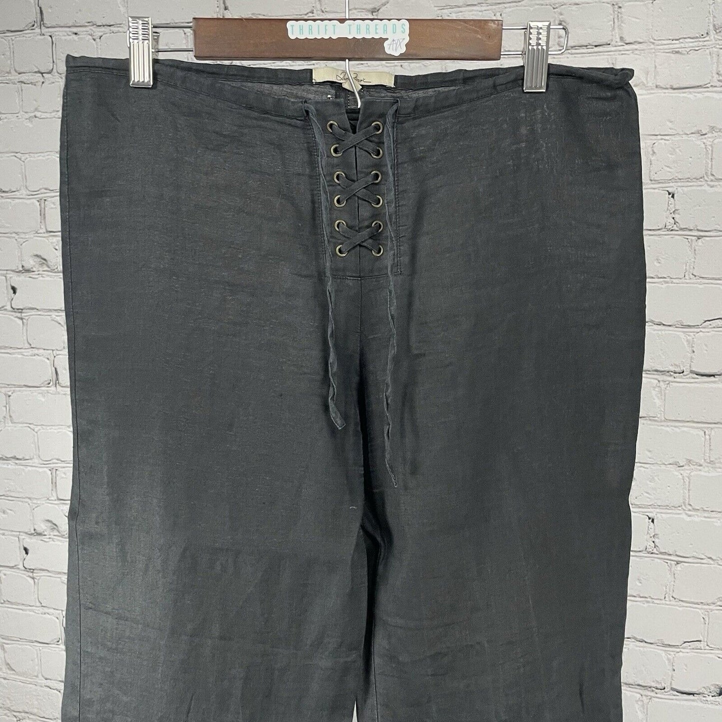 VTG Zara Basic Black Ramie Lightweight Semi Sheer Wide Leg Pants Size US Small S