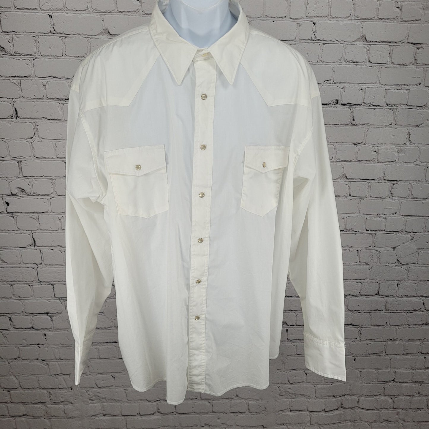 NWD VTG Wrangler White Pearl Snap Western Lightweight Long Sleeve Shirt XXL
