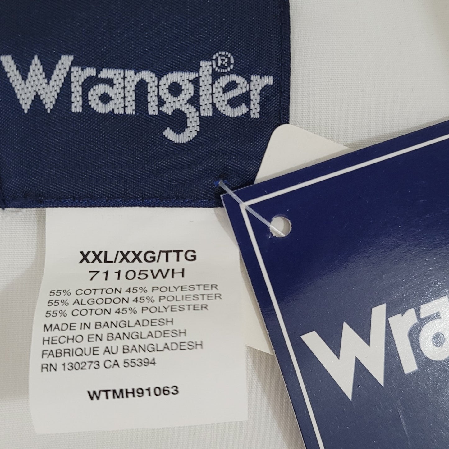 NWD VTG Wrangler White Pearl Snap Western Lightweight Long Sleeve Shirt XXL
