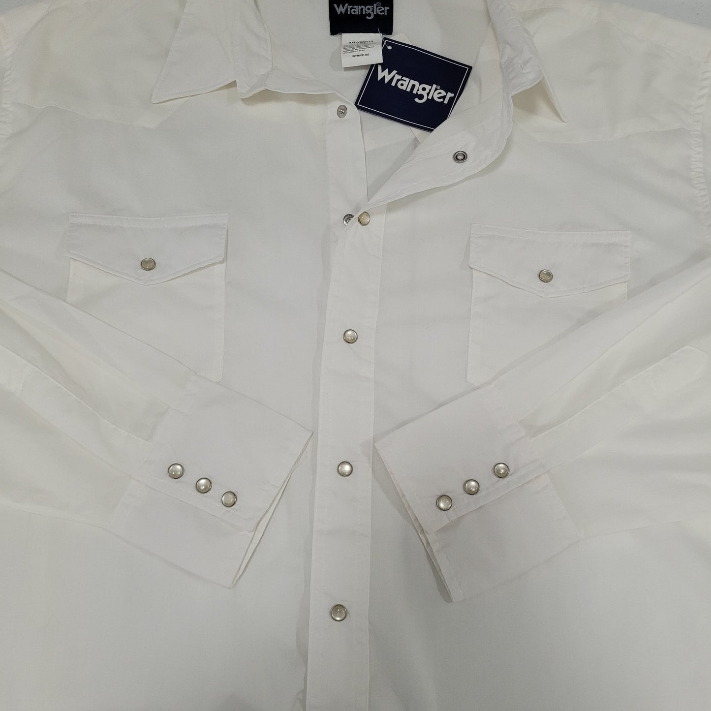 NWD VTG Wrangler White Pearl Snap Western Lightweight Long Sleeve Shirt XXL