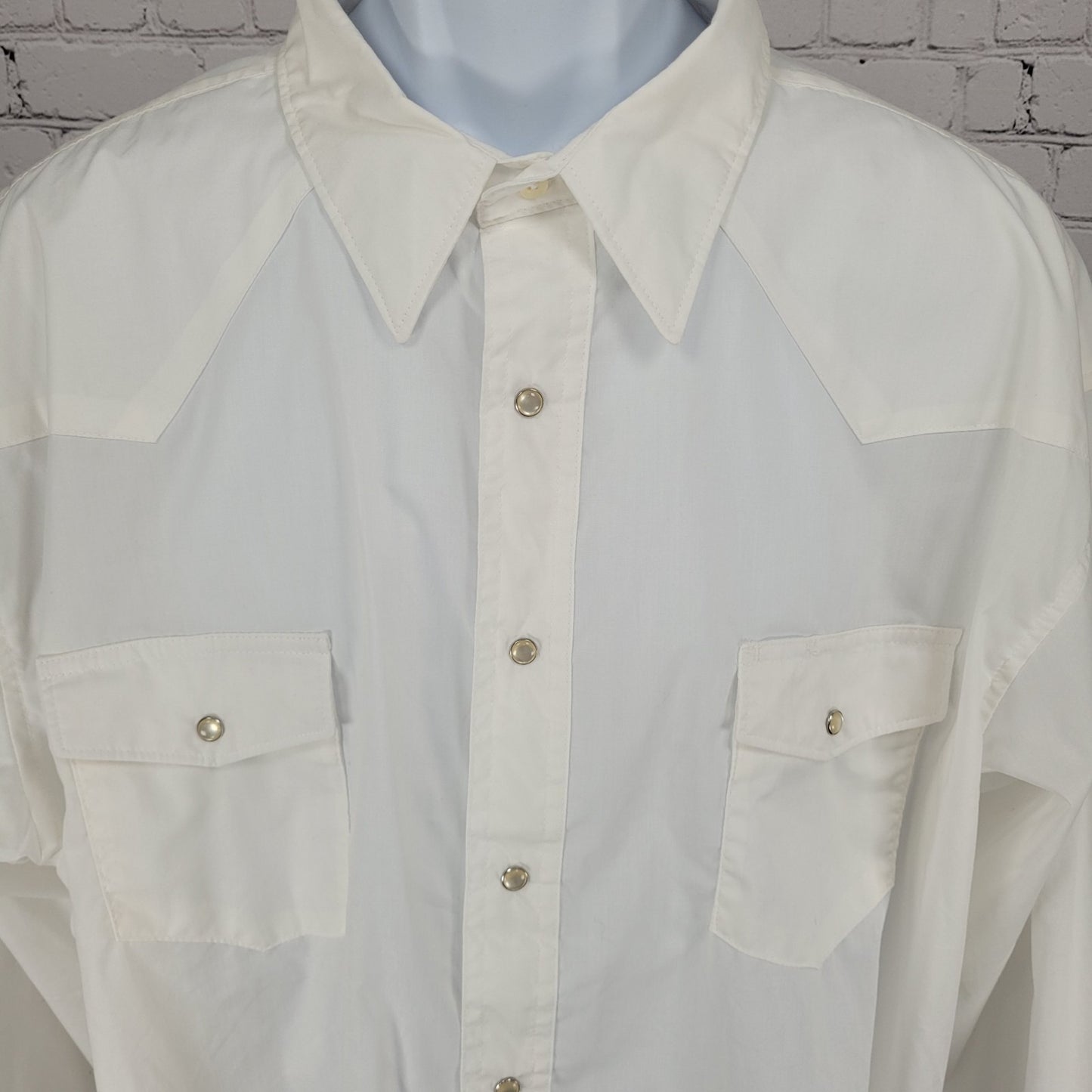 NWD VTG Wrangler White Pearl Snap Western Lightweight Long Sleeve Shirt XXL