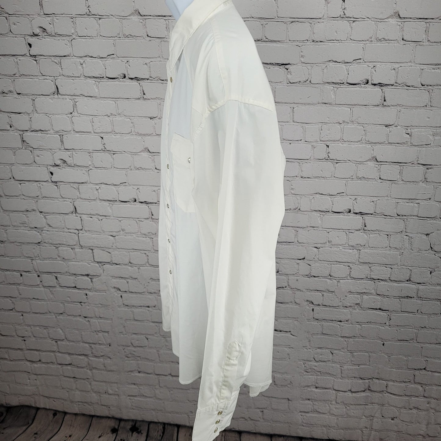 NWD VTG Wrangler White Pearl Snap Western Lightweight Long Sleeve Shirt XXL