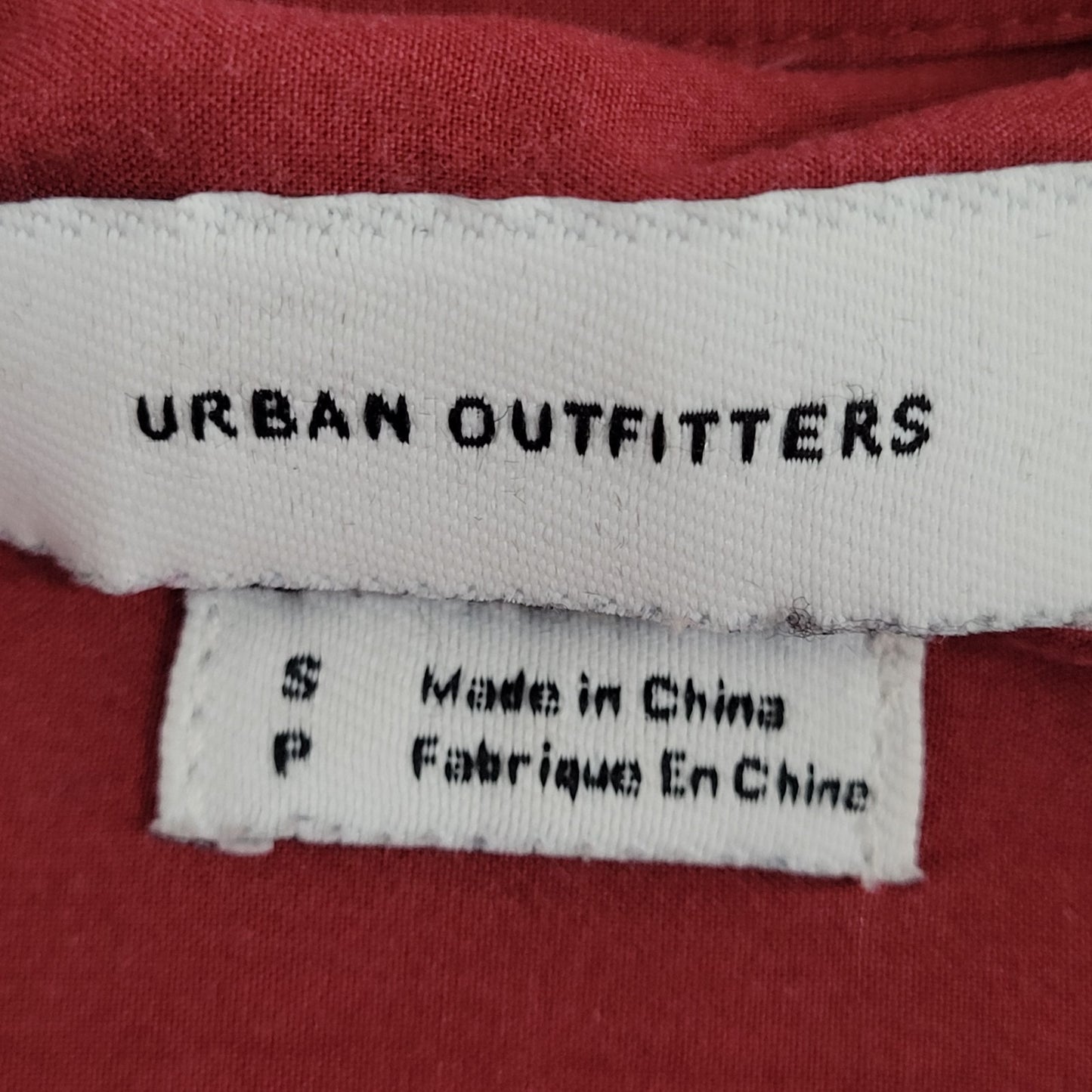 Urban Outfitters Red Blue Striped Button Up Short Sleeve Shirt Size Small S