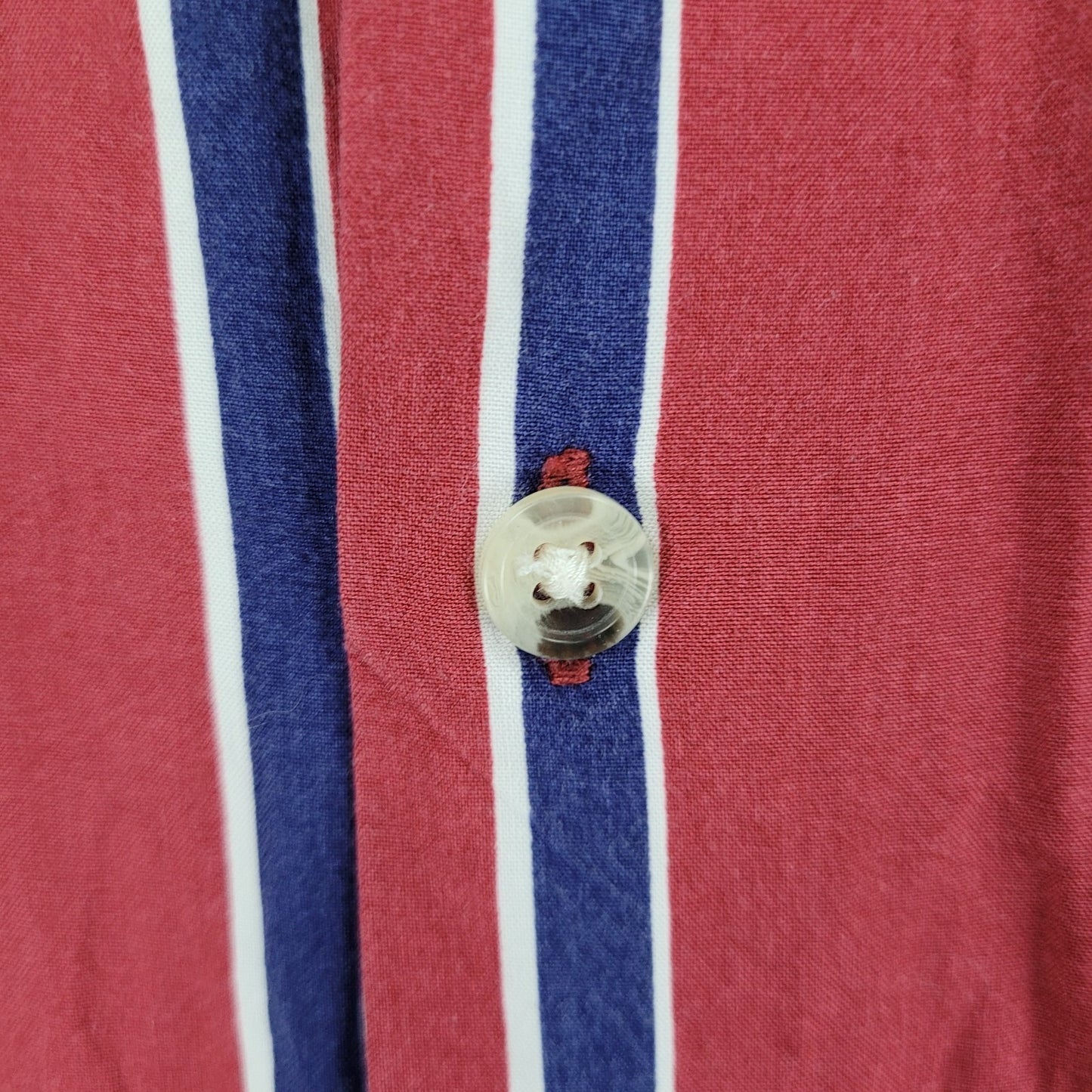 Urban Outfitters Red Blue Striped Button Up Short Sleeve Shirt Size Small S
