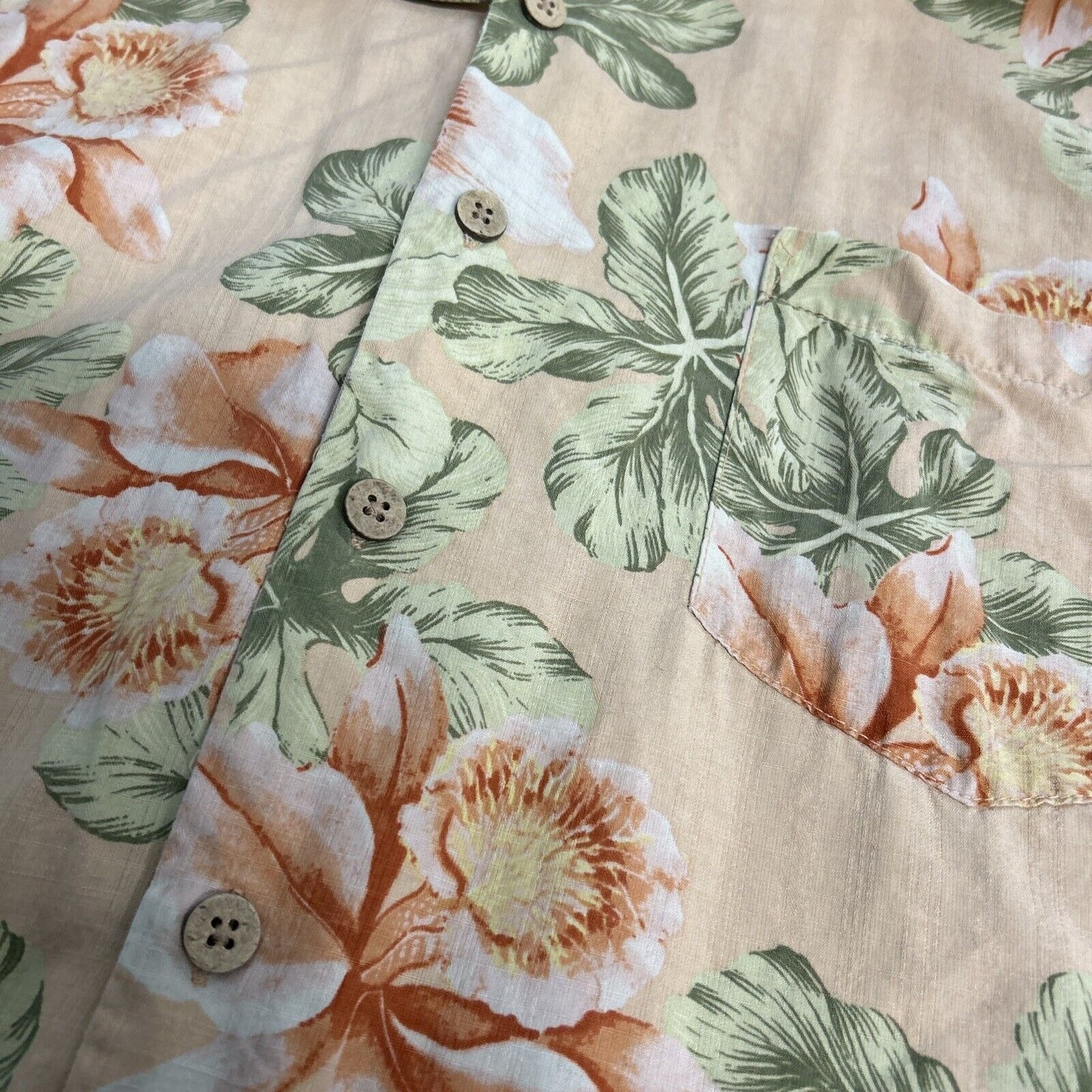 Bermuda Bay 100% Silk Hawaiian Tropical Button Front Shirt Short Sleeves Mens L
