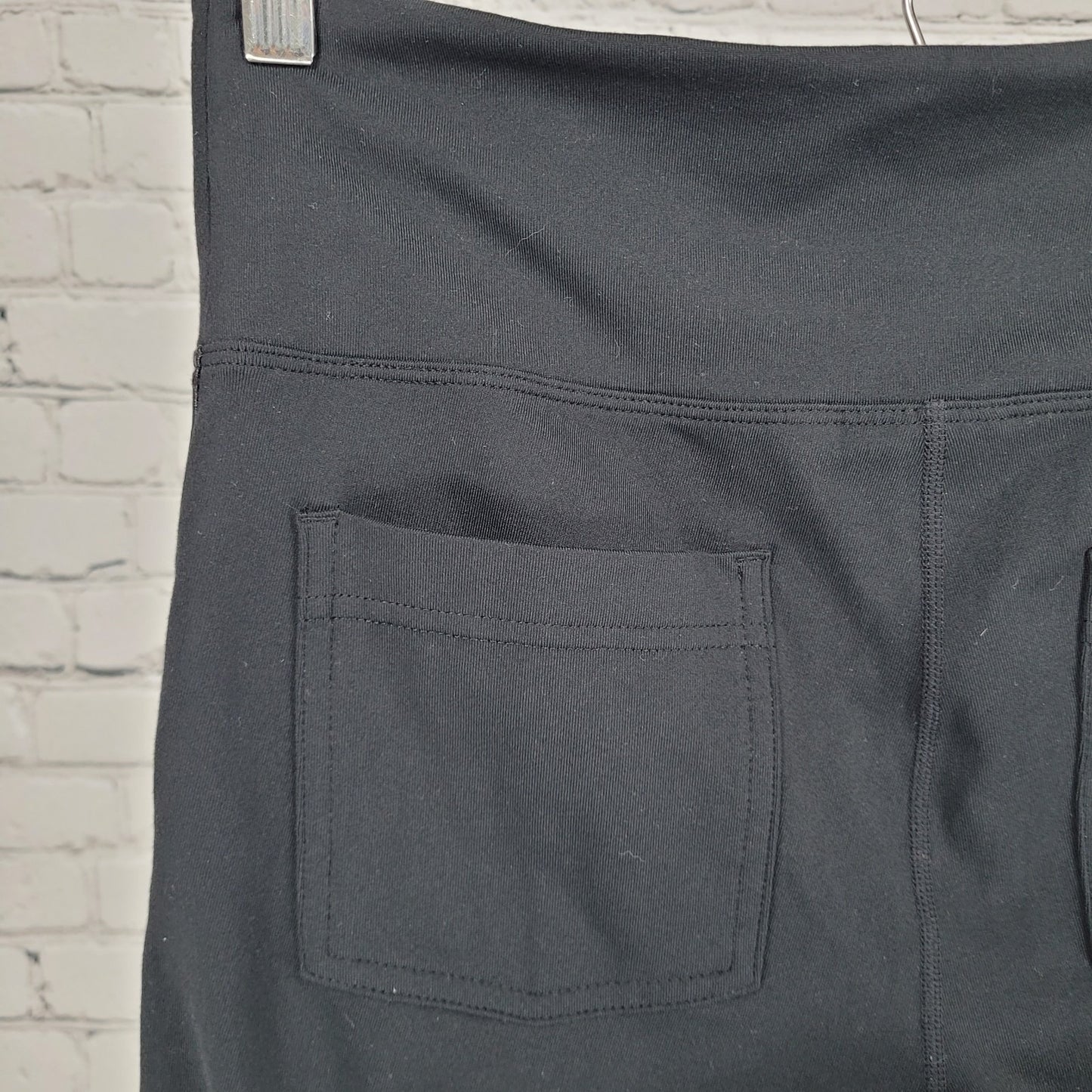 Athleta Black Faux Leather Tux Metro Athleisure Pants Leggings Medium M (29x29)