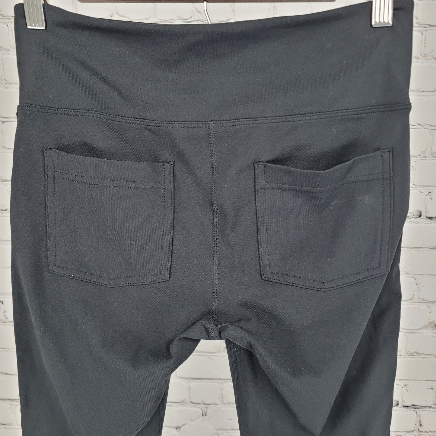 Athleta Black Faux Leather Tux Metro Athleisure Pants Leggings Medium M (29x29)