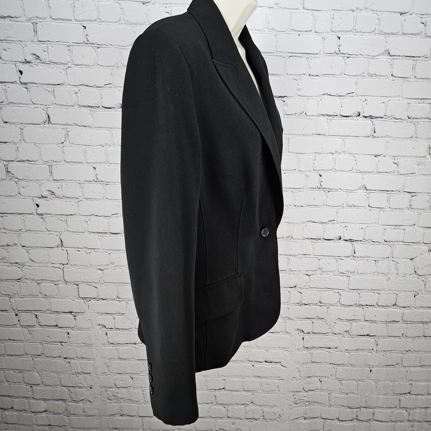 Anne Klein Suit Black 1 Button Ventless Peak Lapel Pockets Blazer Jacket 10