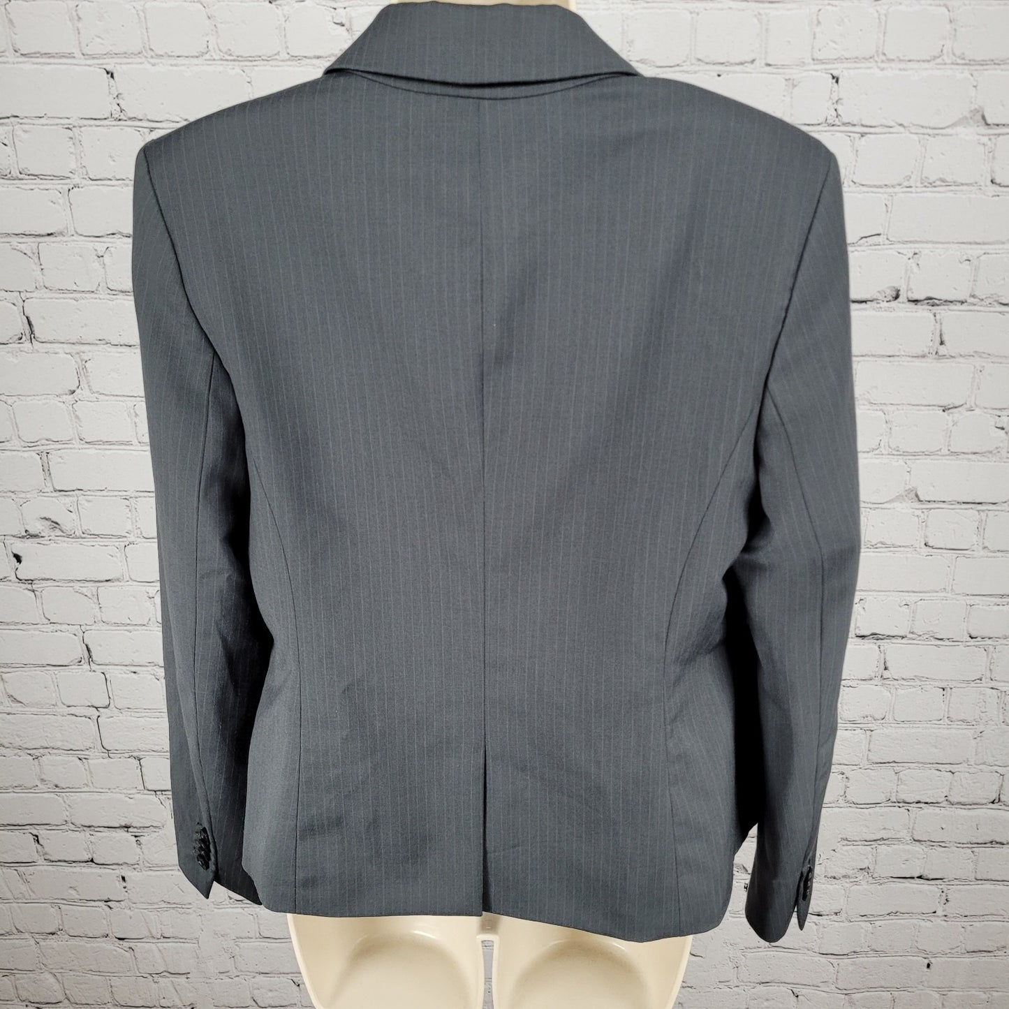 Ann Taylor Grey Pinstriped 2 Button Vented Lightweight Blazer Jacket Size 10