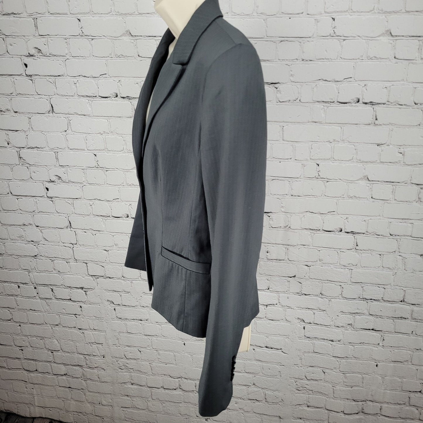Ann Taylor Grey Pinstriped 2 Button Vented Lightweight Blazer Jacket Size 10