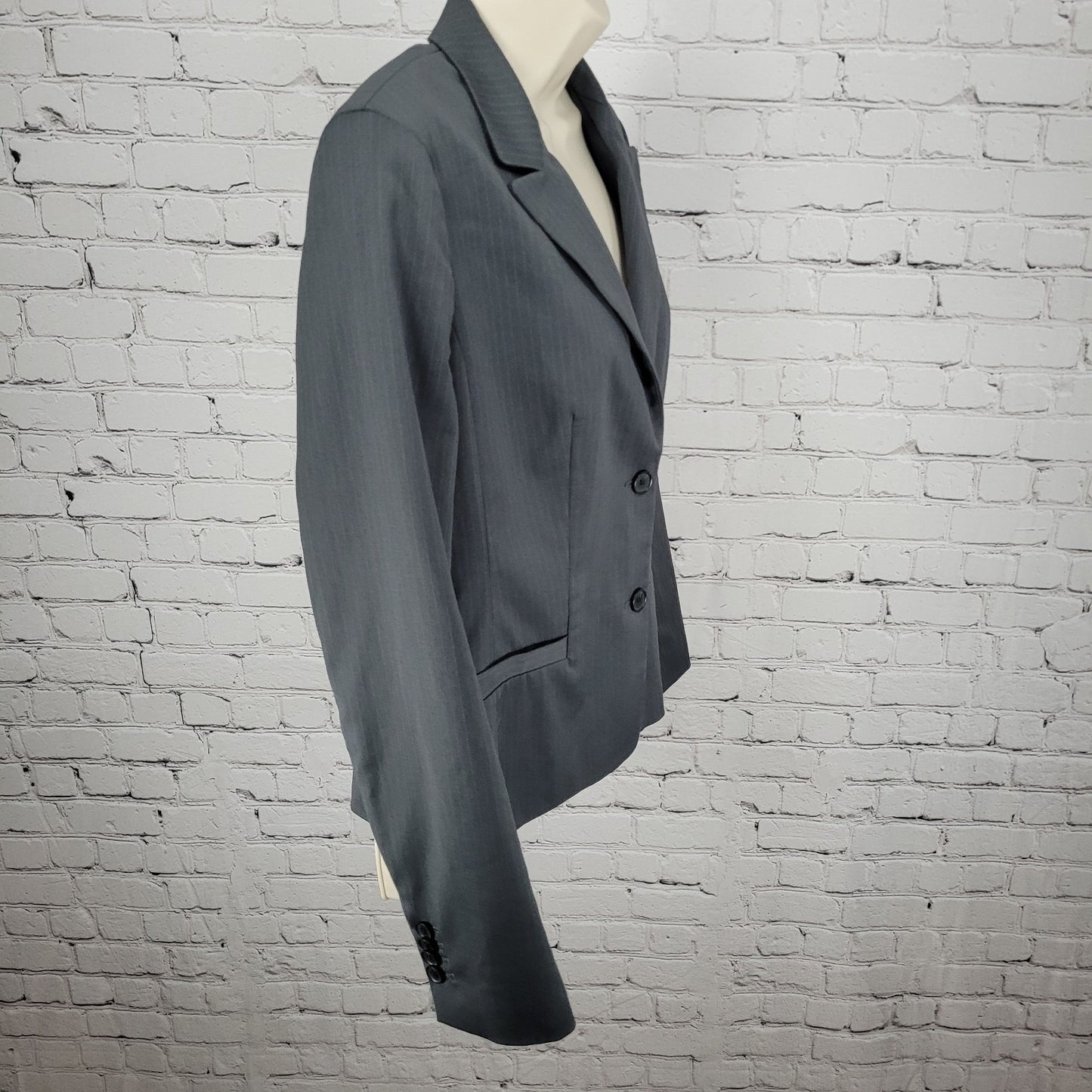 Ann Taylor Grey Pinstriped 2 Button Vented Lightweight Blazer Jacket Size 10