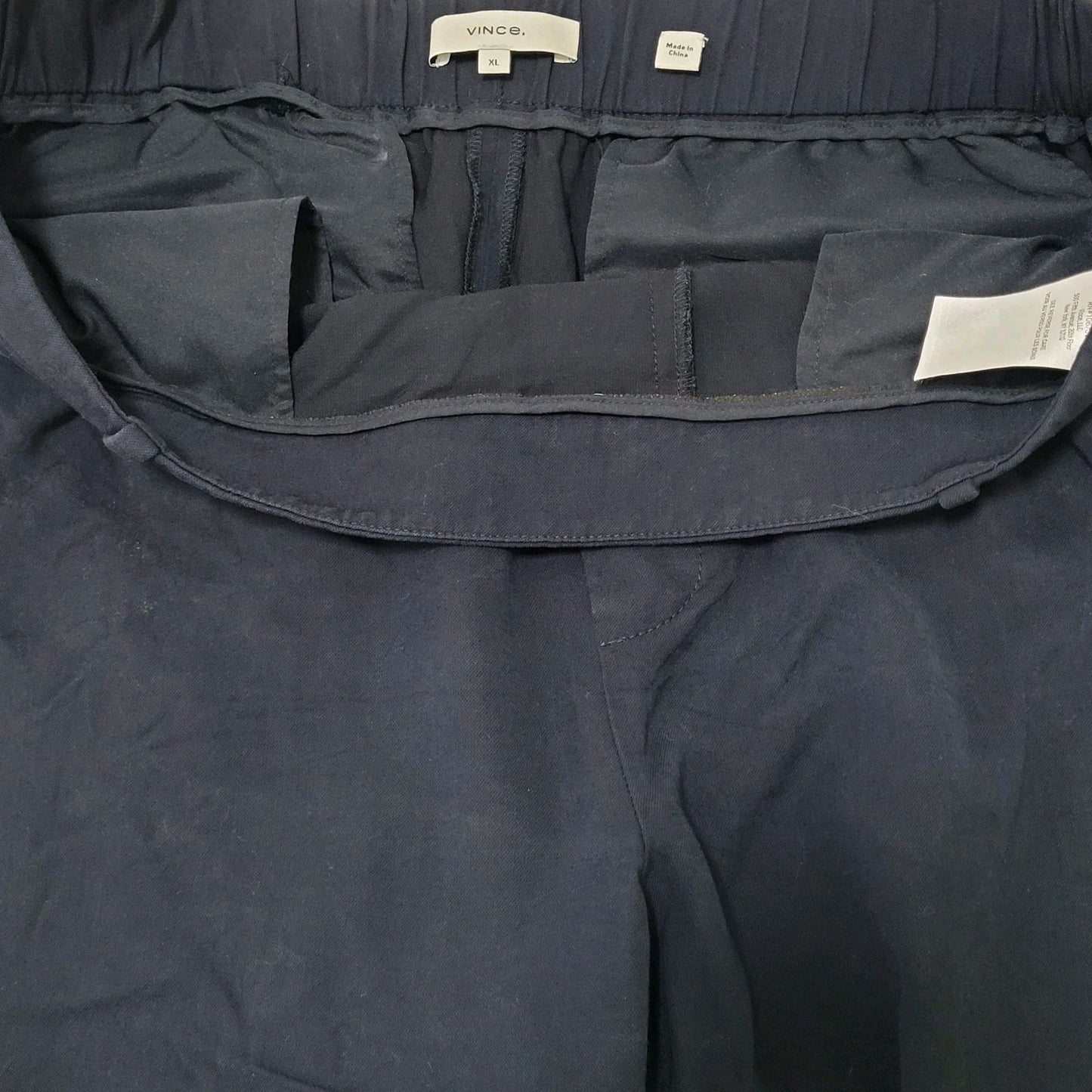 Vince Dark Blue Pleated Elastic Waist Pull On Stretch Crop Pants Size XL (35x25)