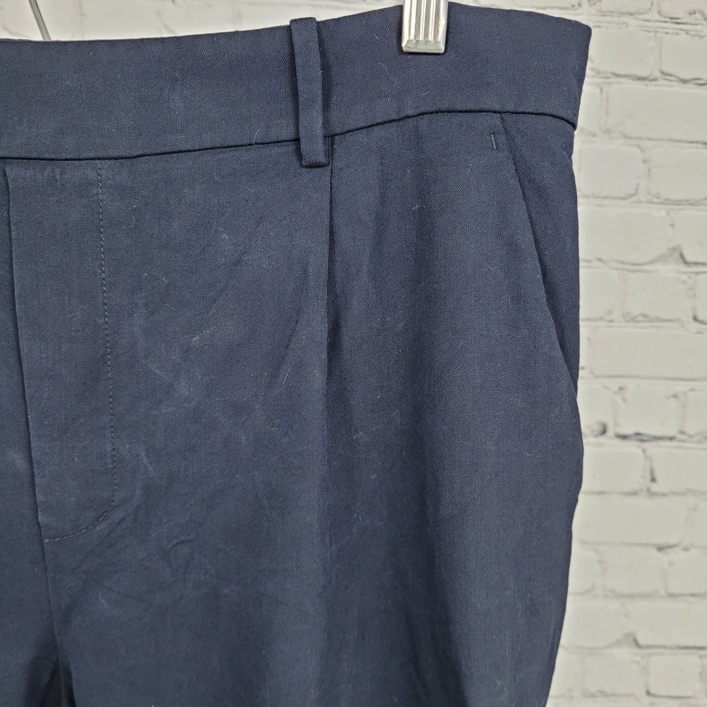 Vince Dark Blue Pleated Elastic Waist Pull On Stretch Crop Pants Size XL (35x25)