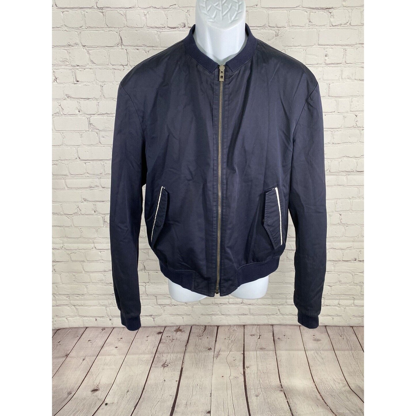 Wooyoungmi Reversible Navy Blue Snake Print Full Zip Bomber Jacket Men’s 50 L