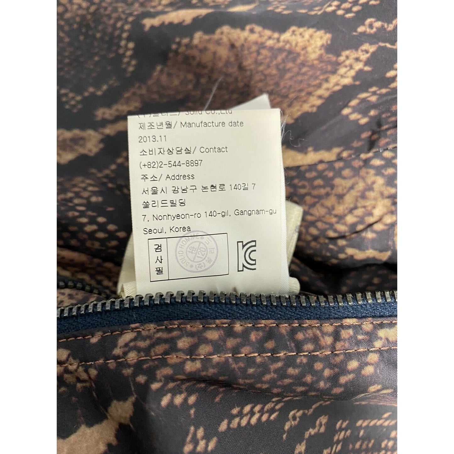 Wooyoungmi Reversible Navy Blue Snake Print Full Zip Bomber Jacket Men’s 50 L