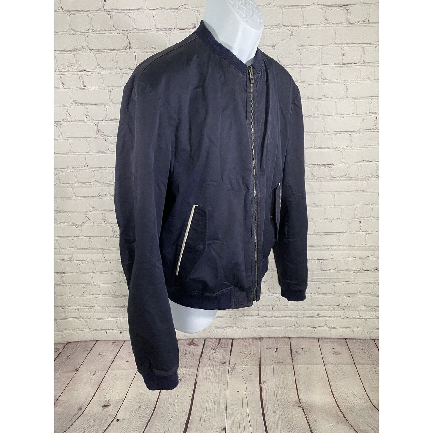 Wooyoungmi Reversible Navy Blue Snake Print Full Zip Bomber Jacket Men’s 50 L