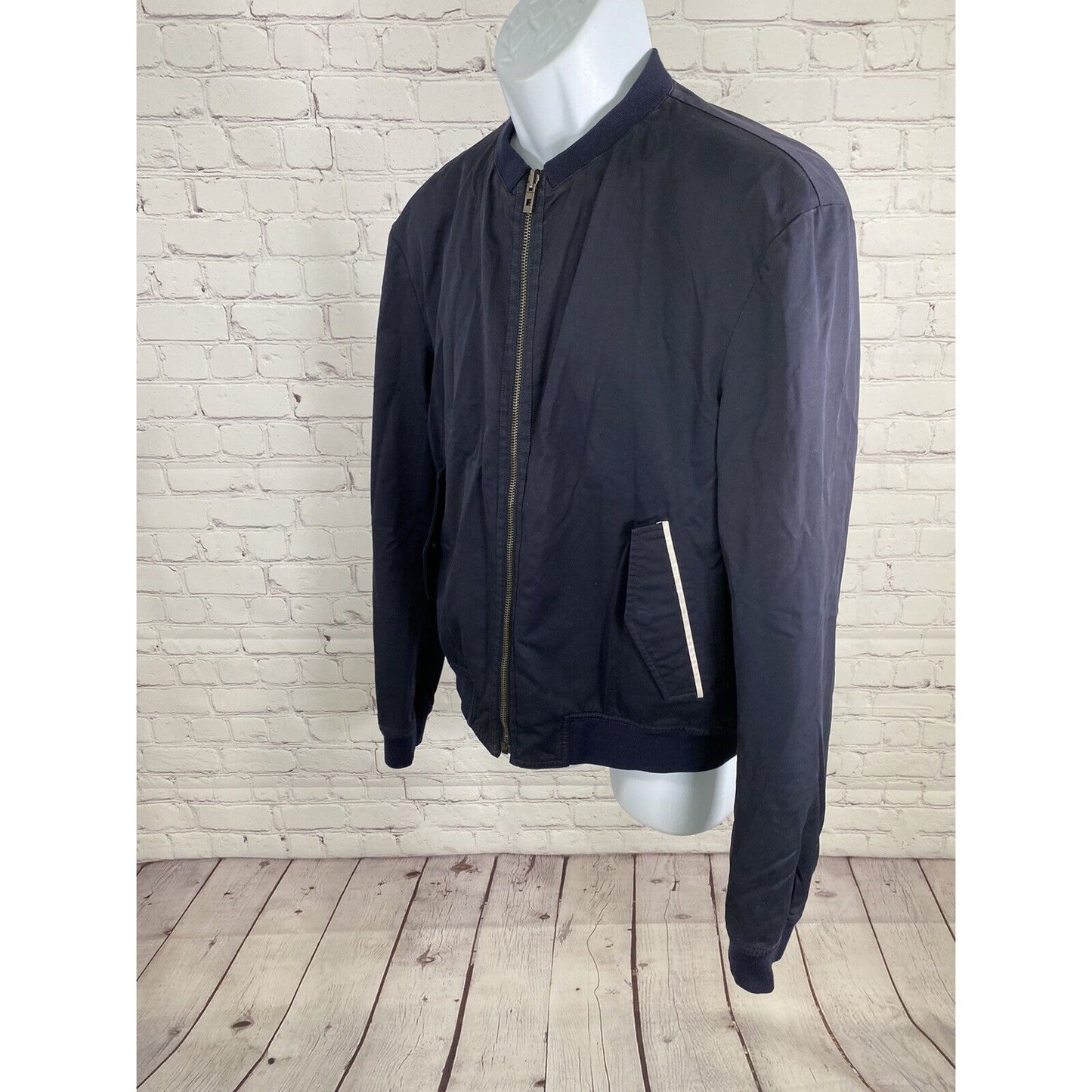 Wooyoungmi Reversible Navy Blue Snake Print Full Zip Bomber Jacket Men’s 50 L