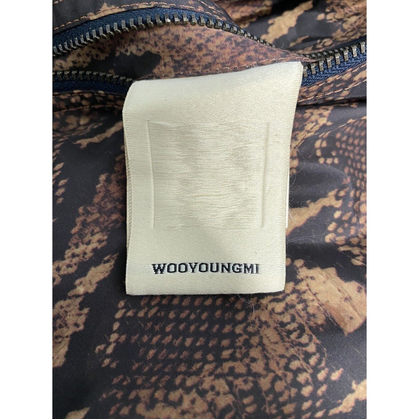 Wooyoungmi Reversible Navy Blue Snake Print Full Zip Bomber Jacket Men’s 50 L