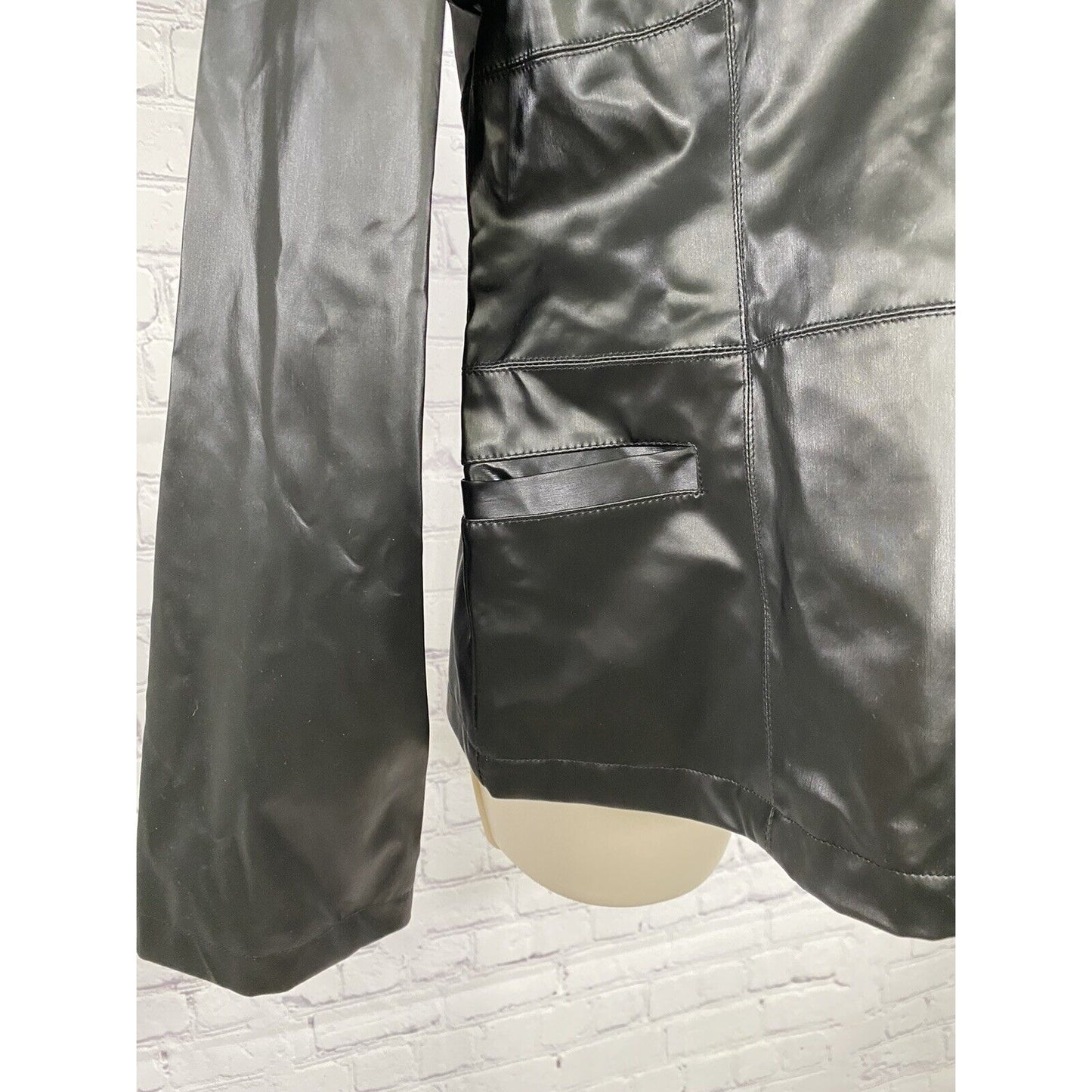 Rave Black Vegan Faux Leather Light Collared Full Zip Up Biker Jacket XL