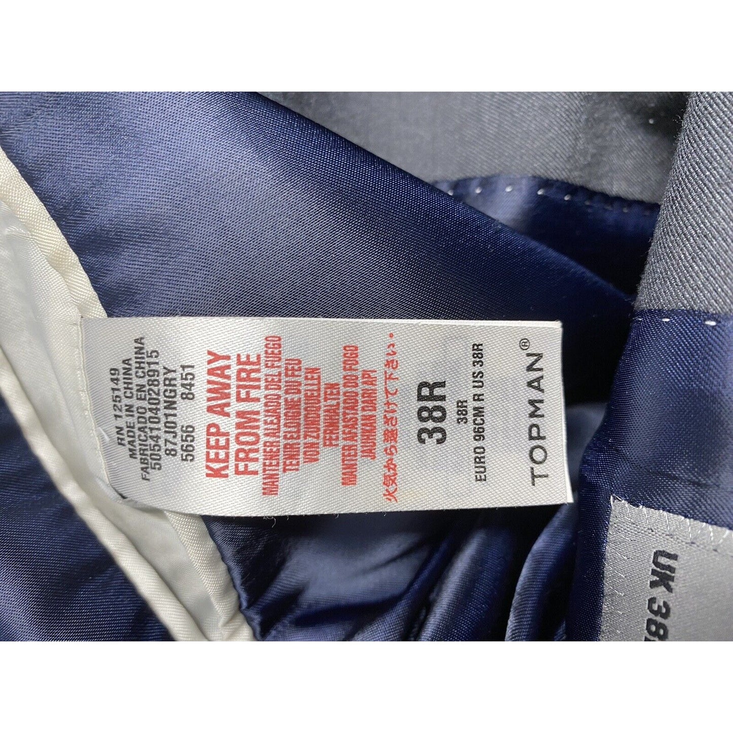 Topman Gray Single Button Notch Lapel Blazer Sport Coat Jacket 38R
