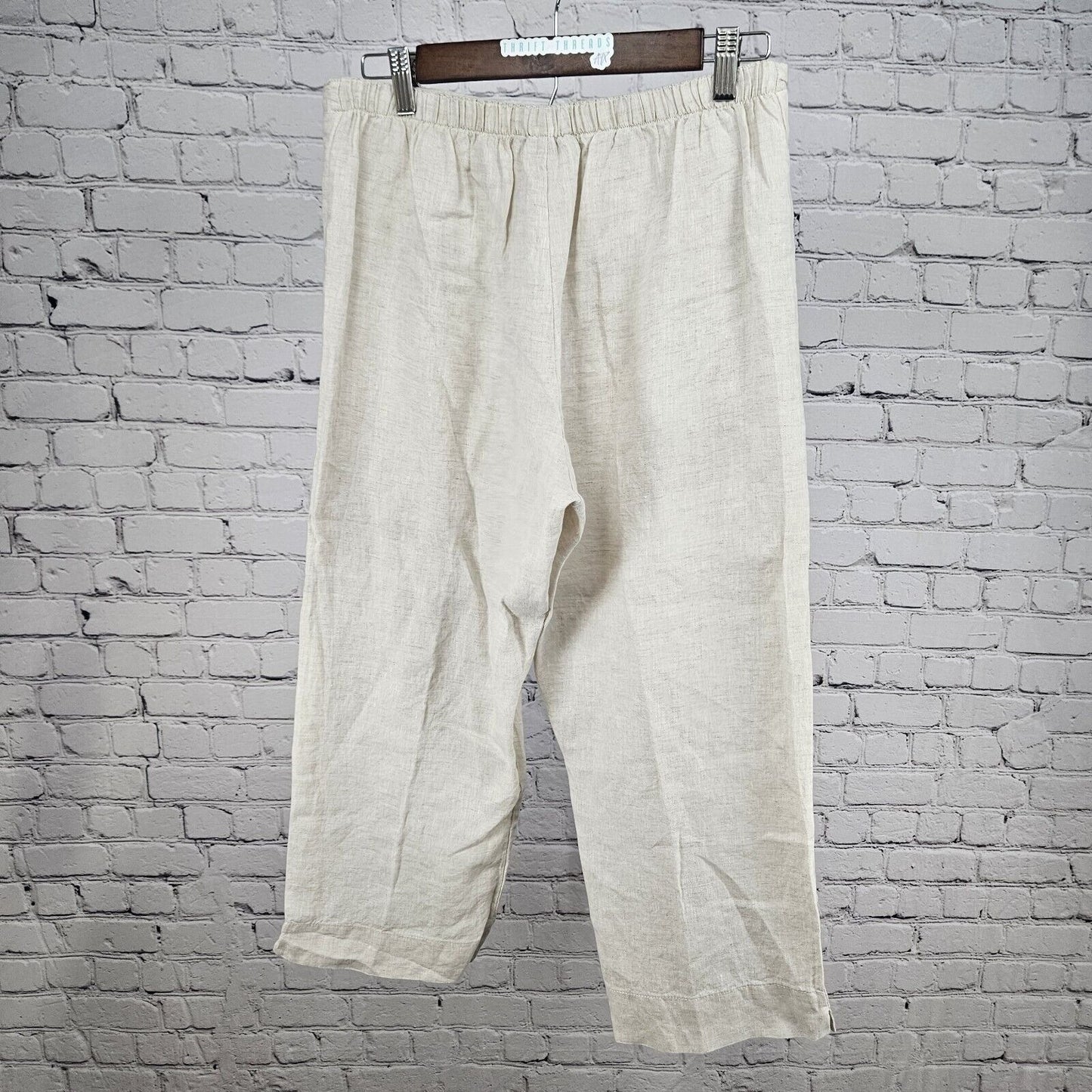 Bryn Walker Linen Light Weight Semi Sheer Pants Creme Wide Leg Size Small S