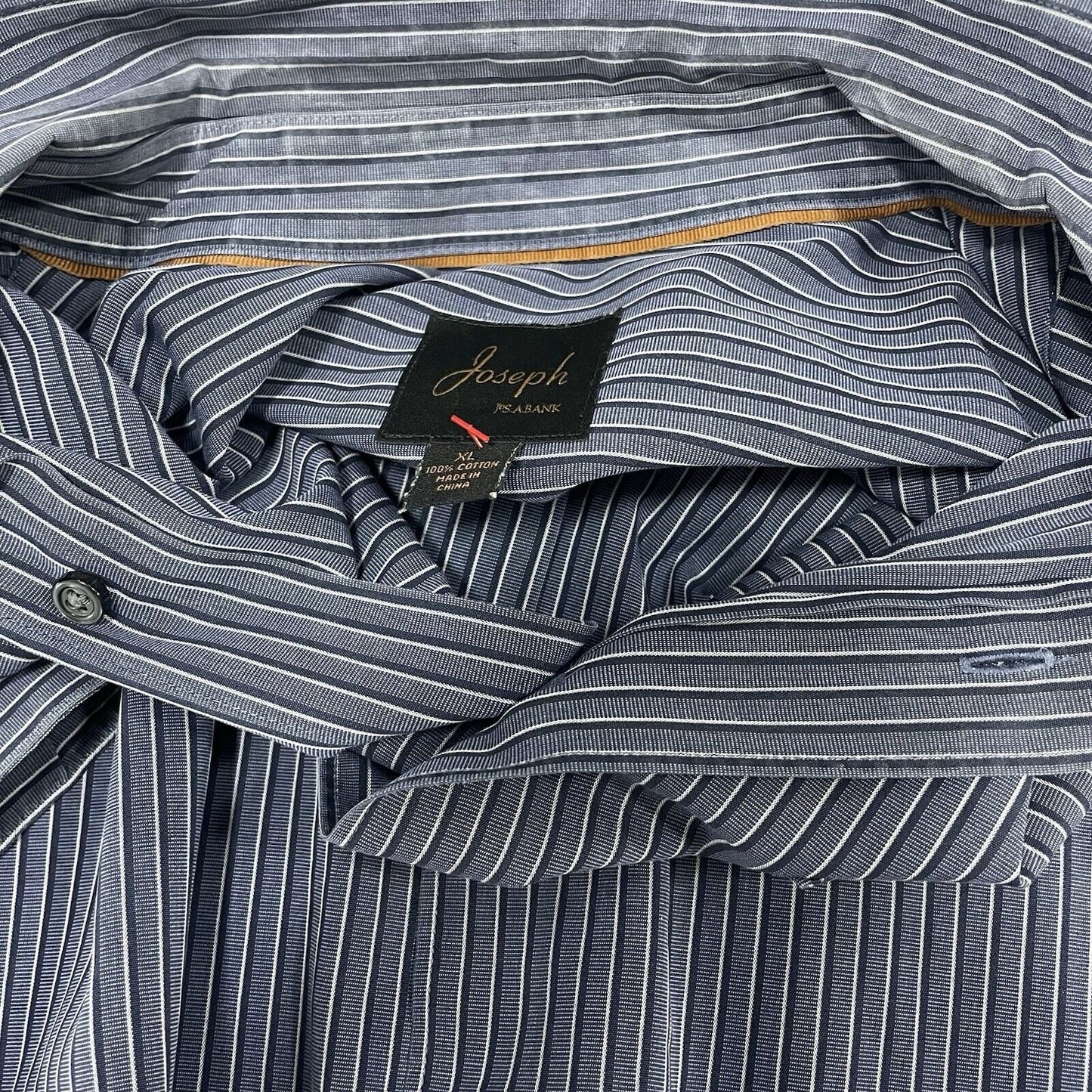 Joseph Jos A Bank Blue Striped Button Down Long Sleeve Classic Shirt Size XL