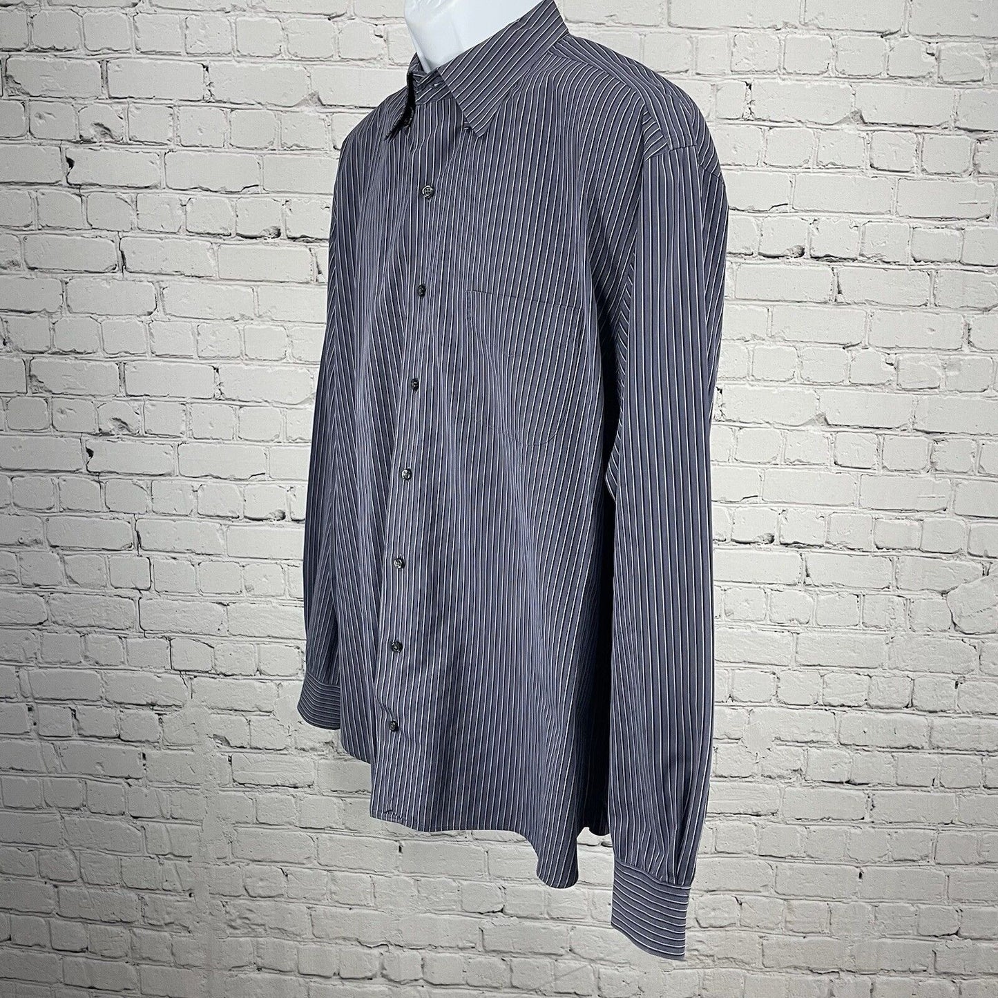 Joseph Jos A Bank Blue Striped Button Down Long Sleeve Classic Shirt Size XL