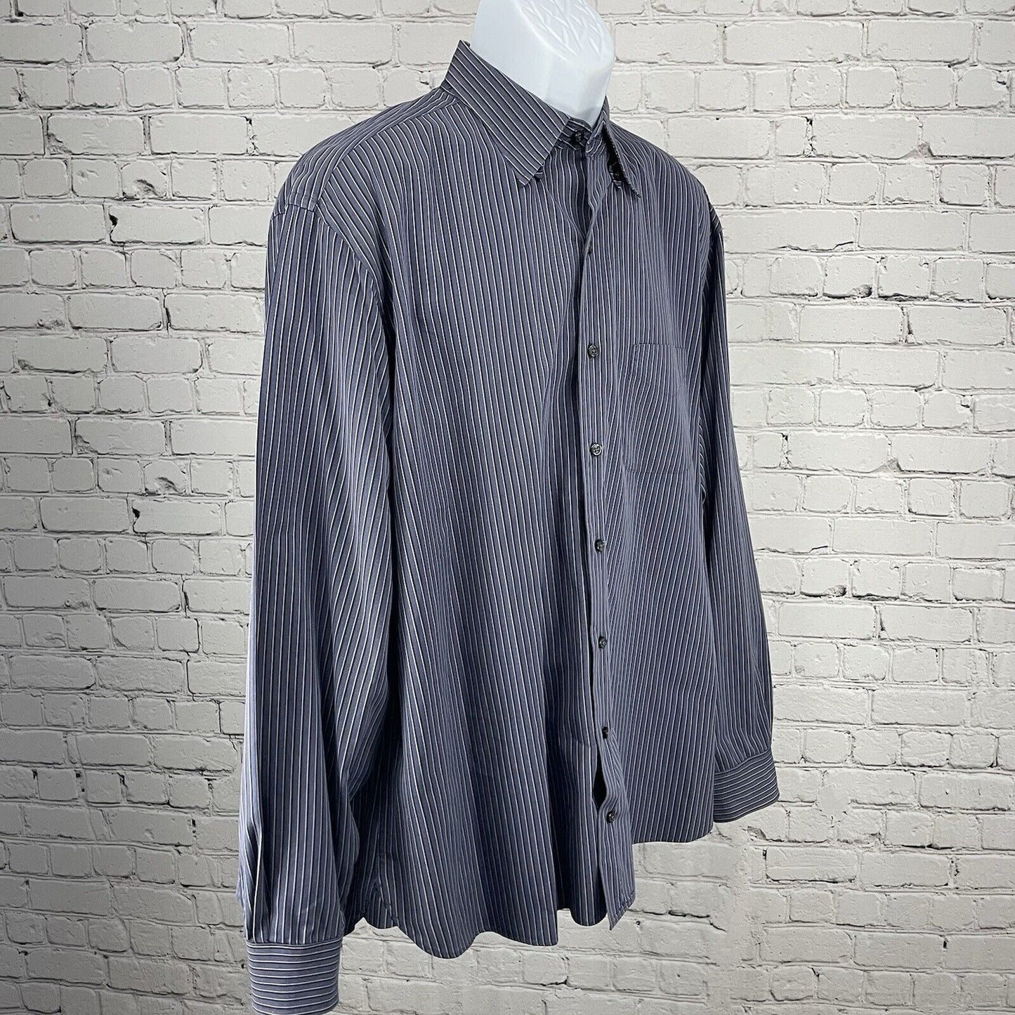 Joseph Jos A Bank Blue Striped Button Down Long Sleeve Classic Shirt Size XL