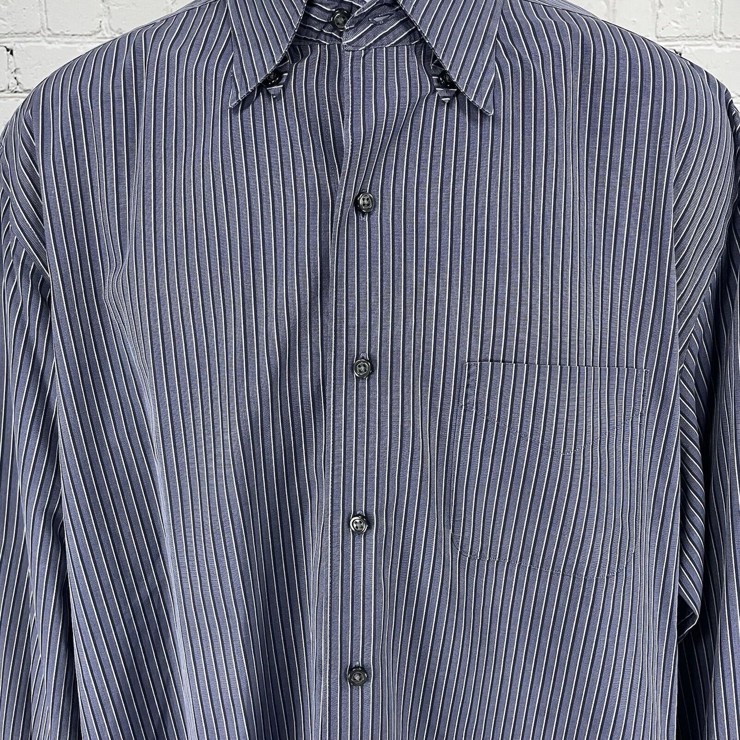 Joseph Jos A Bank Blue Striped Button Down Long Sleeve Classic Shirt Size XL